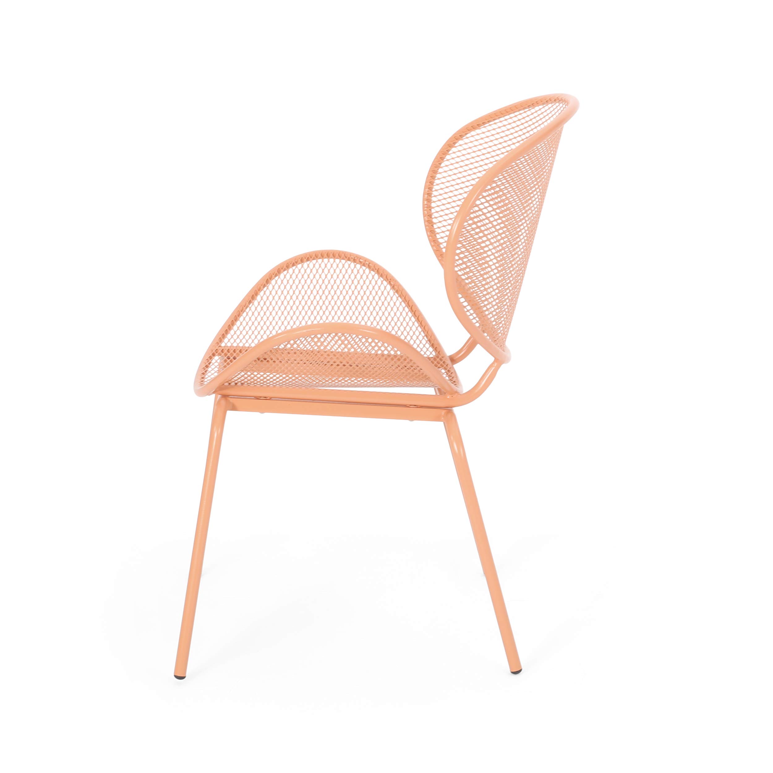 GDF Studio Outdoor Dining Chairs (Set of 2) - Matte Orange Patio Furniture for Backyard, Garden, Poolside & Balcony - Weather-Resistant Stackable Chairs for Outdoor Entertaining