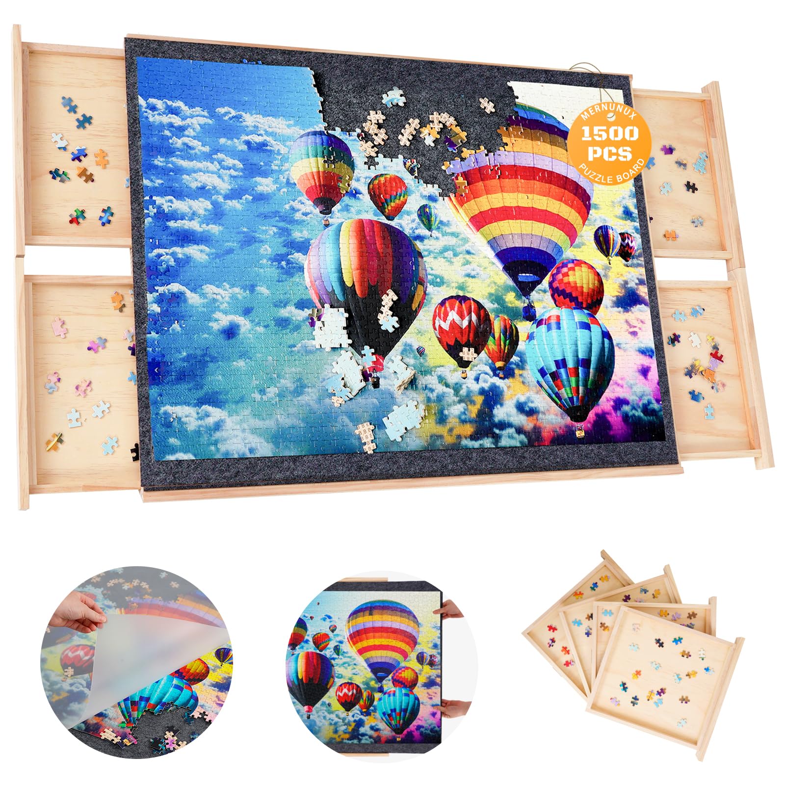 1500 Piece Rotating Puzzle Board with 4 Drawers - 27