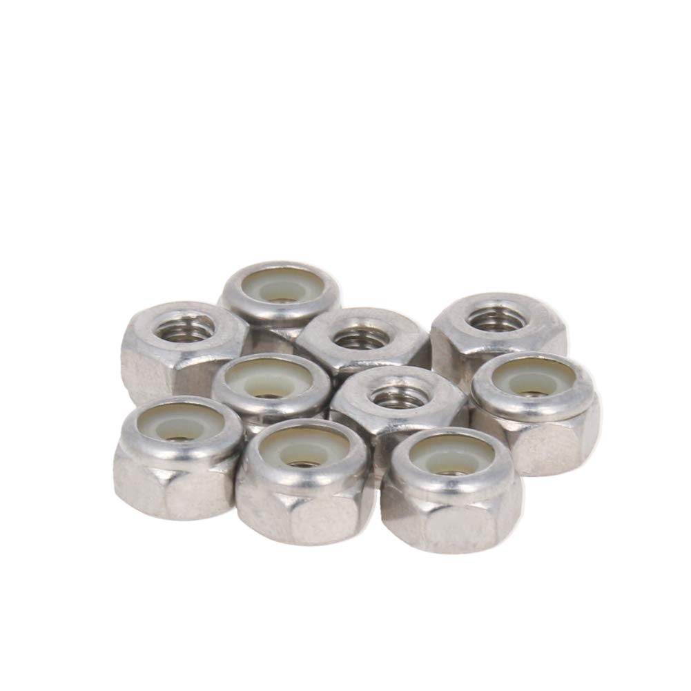 MroMax 8#32 Nylon Insert Hex Lock Nuts - 304 Stainless Steel Locking Nuts, Hex Drive Fasteners for Industrial & Construction Use (10pcs) - Secure Bolted Joints in Machinery, Automotive & DIY Projects