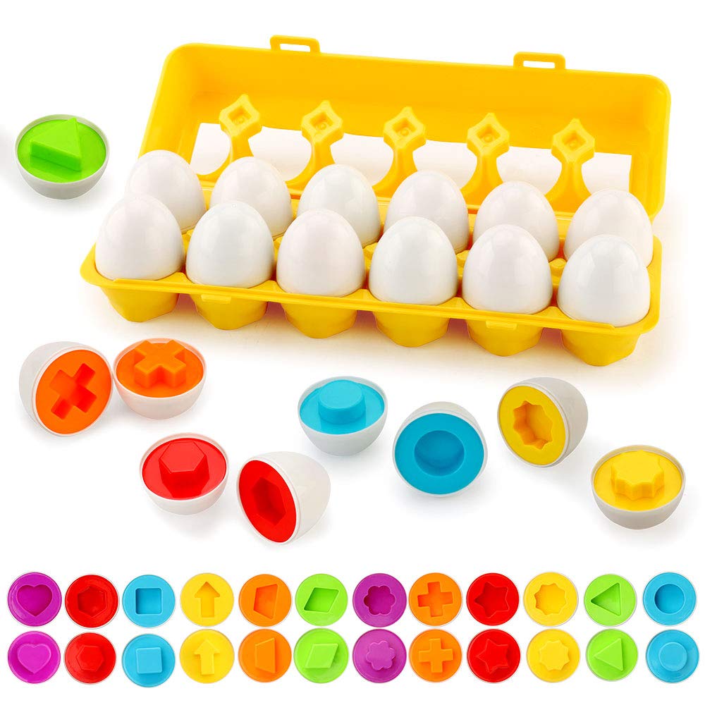 **JoyGrow 12PCS Color Matching Eggs Set – Educational Shape Recognition & Sorting Toys for Toddlers & Kids (2.67x2 inch) – Perfect for Preschool Learning, Montessori Activities & Sensory Play**