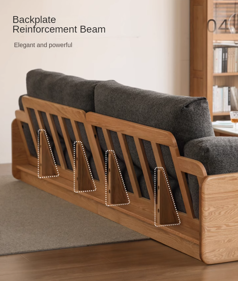 Modern Oak Solid Wood Straight Floor Sofa - Elegant & Durable Living Room Seating for Home, Office, or Lounge Areas