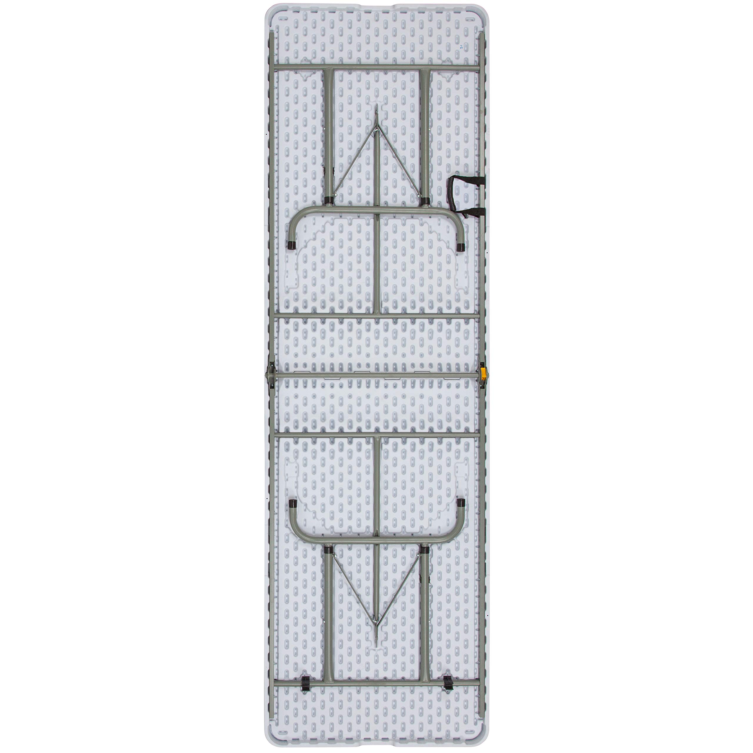 8-Foot Adjustable Height Bi-Fold Granite White Plastic Folding Table with Handle - Perfect for Parties, Events, and Home Use