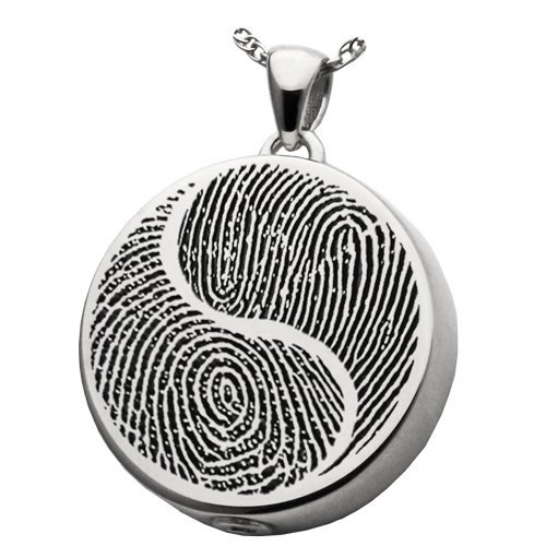 Personalized Memorial Fingerprint Sterling Silver Cremation Jewelry - Yin Yang Pendant for Ashes Keepsake - Perfect for Honoring Loved Ones & Memorial Gifts