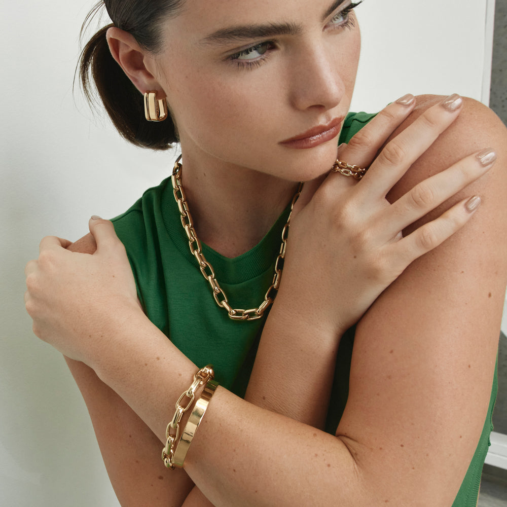 Elegant Gold Maxi Paperclip Chain Necklace for Women - Perfect for Office Wear, Date Nights & Layering Jewelry