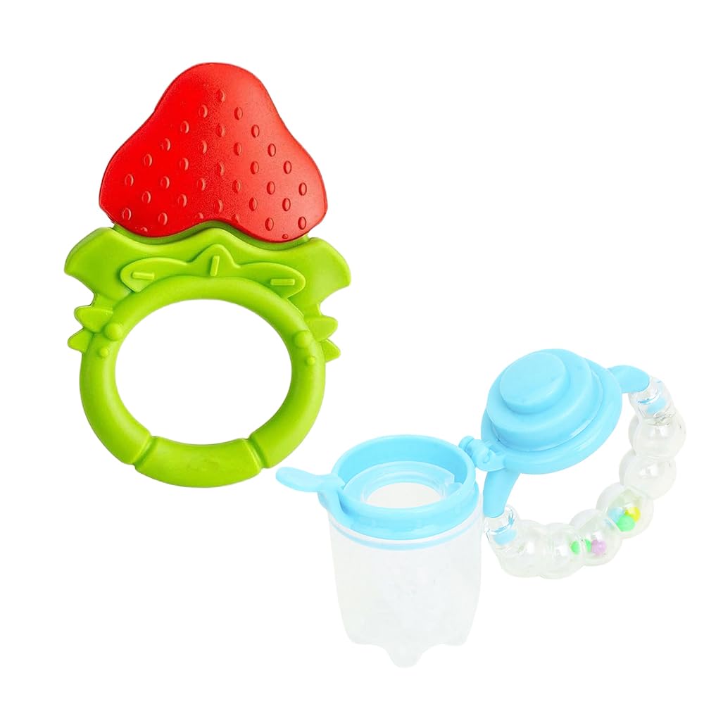 Kritiu Baby Teether and Rattle Set - BPA-Free Silicone Teething Toy for Infants 0-12 Months - Soothing Gum Relief with Fun Rattle Sounds - Perfect for Home, Travel, and Daycare (Red & White)
