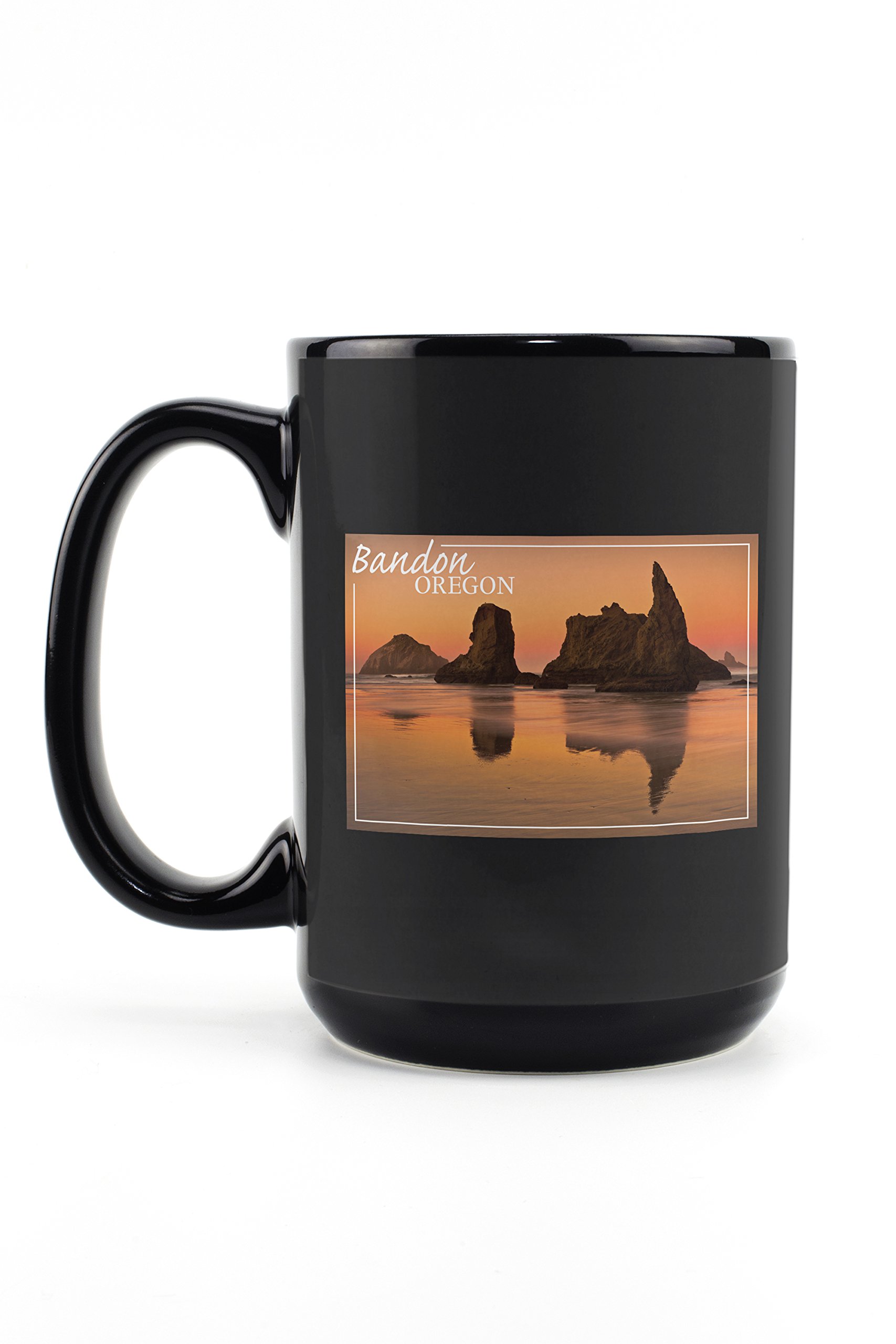 Bandon Oregon Sunset Mug - 15oz Black Ceramic Coffee & Tea Cup - Dishwasher & Microwave Safe - Perfect for Home, Office & Gifts