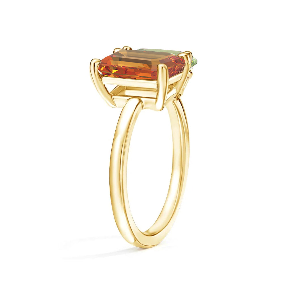 Personalized Citrine Toi et Moi Anniversary Ring - Custom Birthstone Jewelry for Couples, Gift for Her, Wedding Band, Romantic Present for Valentine's Day or Anniversary