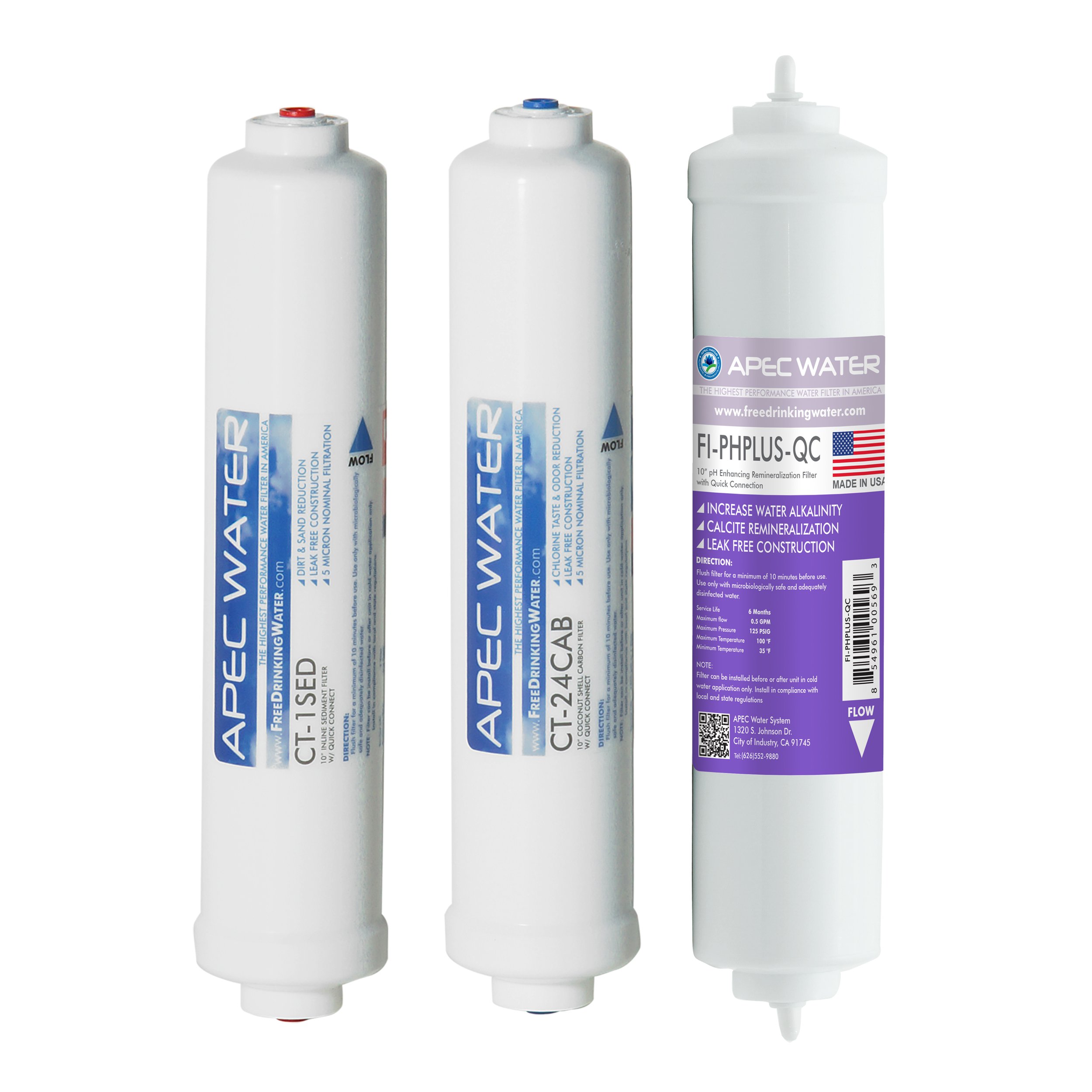 APEC ULTIMATE Series US Made Stage 1, 2 & 4 Replacement Filter for Countertop Alkaline Water System (FILTER-SET-CTOP-PH) - Ideal for Home, Office, and Travel Use