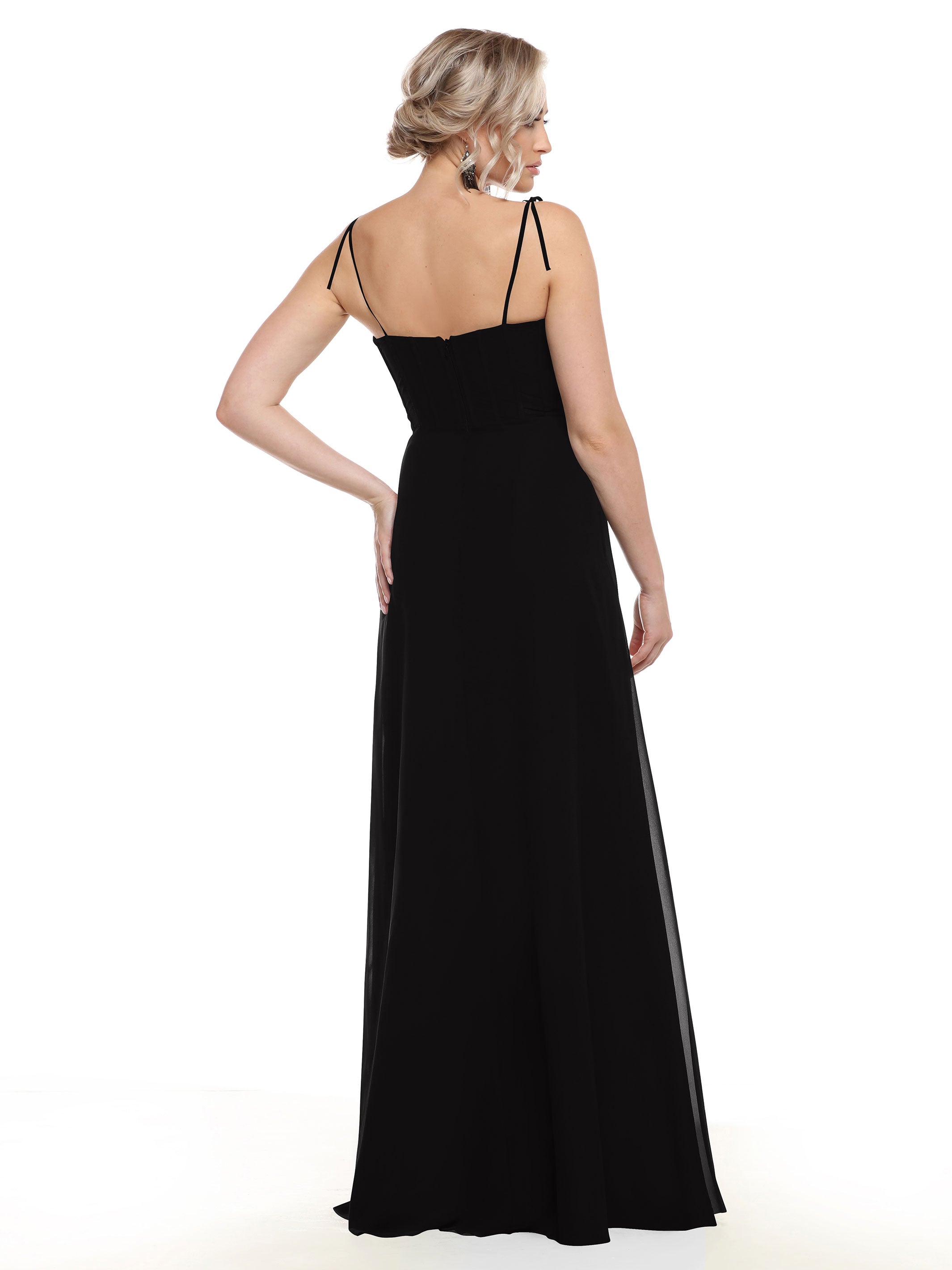 Elegant 80144 Chiffon A-Line Bridesmaid Dress with V-Neck & Spaghetti Straps - Perfect for Weddings, Formal Events & Special Occasions