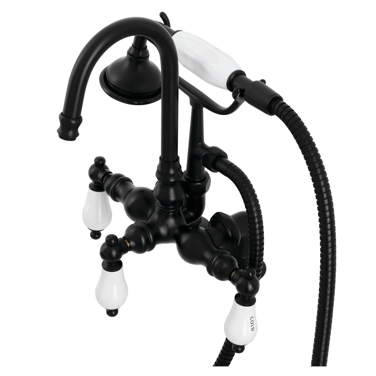 Vintage Matte Black Clawfoot Tub Faucet with Hand Shower - 3-Handle 2-Hole Deck Mount Bathroom Fixture for Classic & Modern Bathrooms | Perfect for Freestanding Tubs & Luxury Spa Retreats