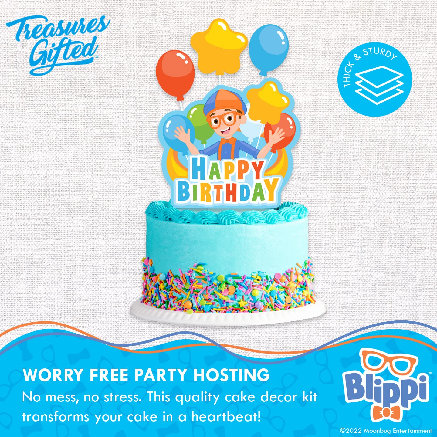 Officially Licensed Blippi Cake Topper Set - Blippi Birthday Party Decorations for Cakes - Fun Blippi Themed Cake Toppers & Party Supplies - Perfect for Kids Birthday Cakes & Celebrations