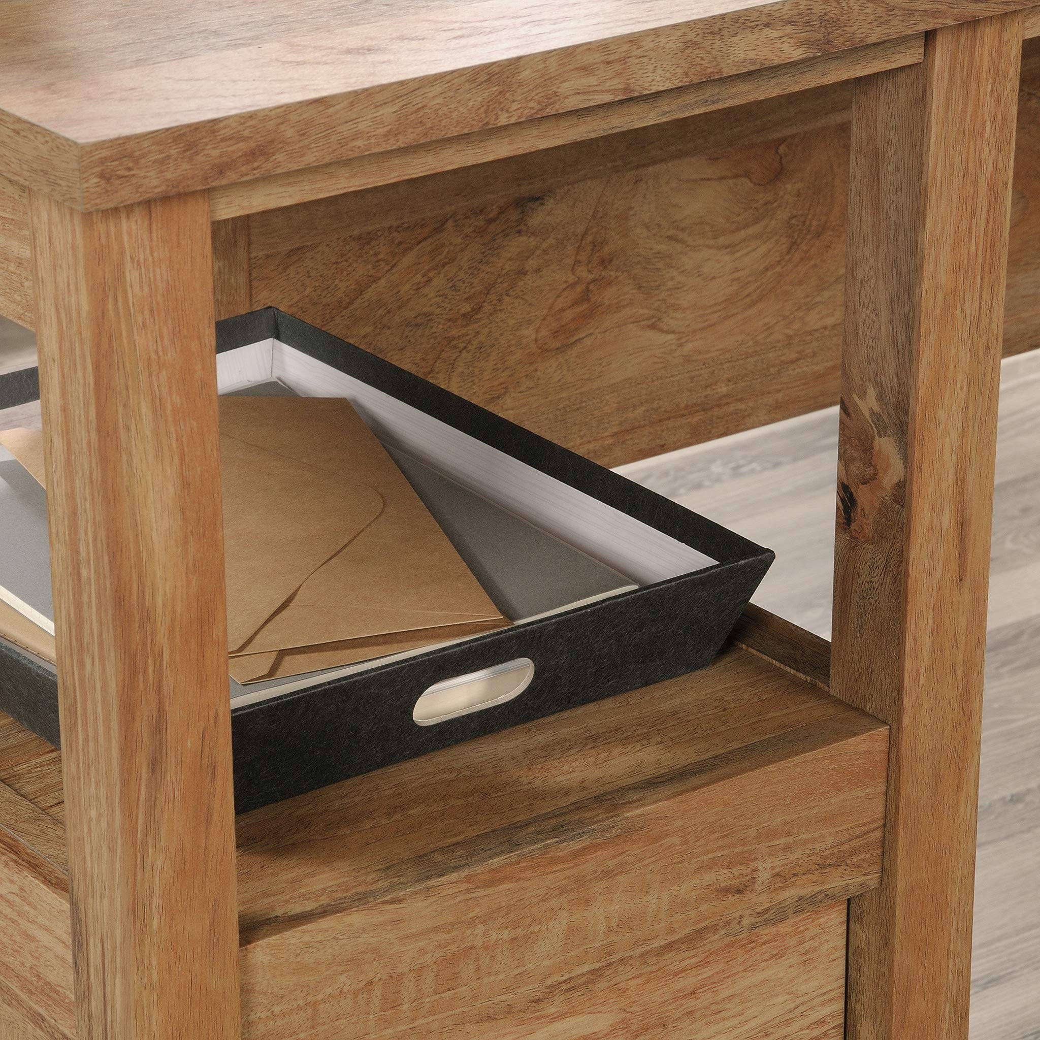 Sauder Cannery Bridge L-Shaped Office Desk with Storage Drawer & Shelf - Sindoori Mango Finish - Perfect for Home Office, Study Room & Small Workspaces
