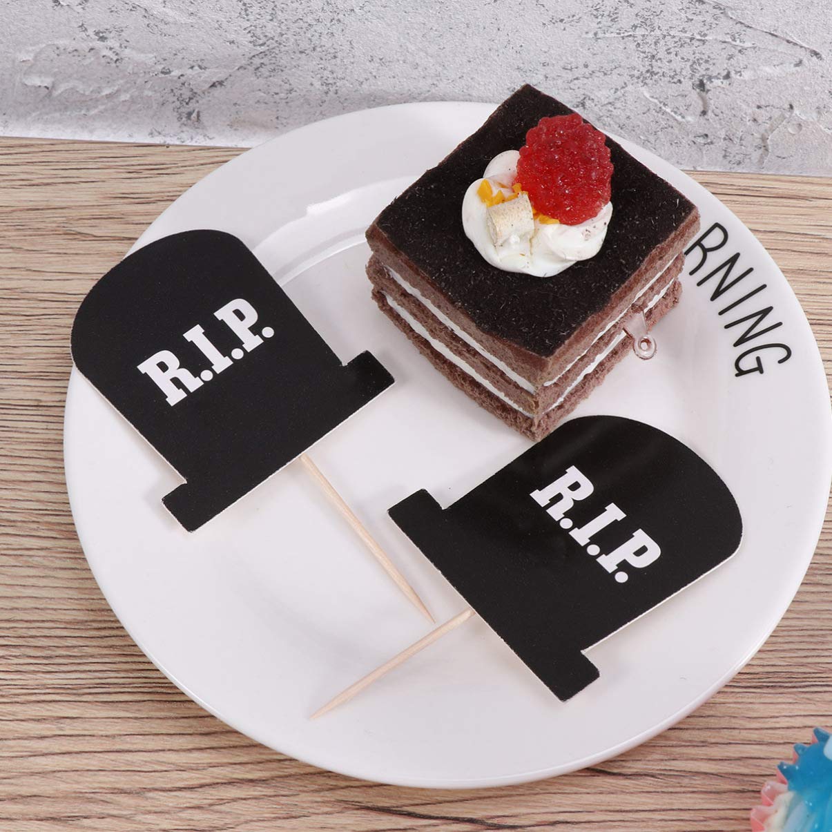 10pcs Halloween Cake Toppers - Witch, Trick or Treat & Cemetery Designs for Party Decorations | Wooden & Paper Cupcake Toppers for Halloween Desserts, Muffins & Cakes | Perfect for Halloween Parties, Trick or Treat Events & Spooky Dessert Displays