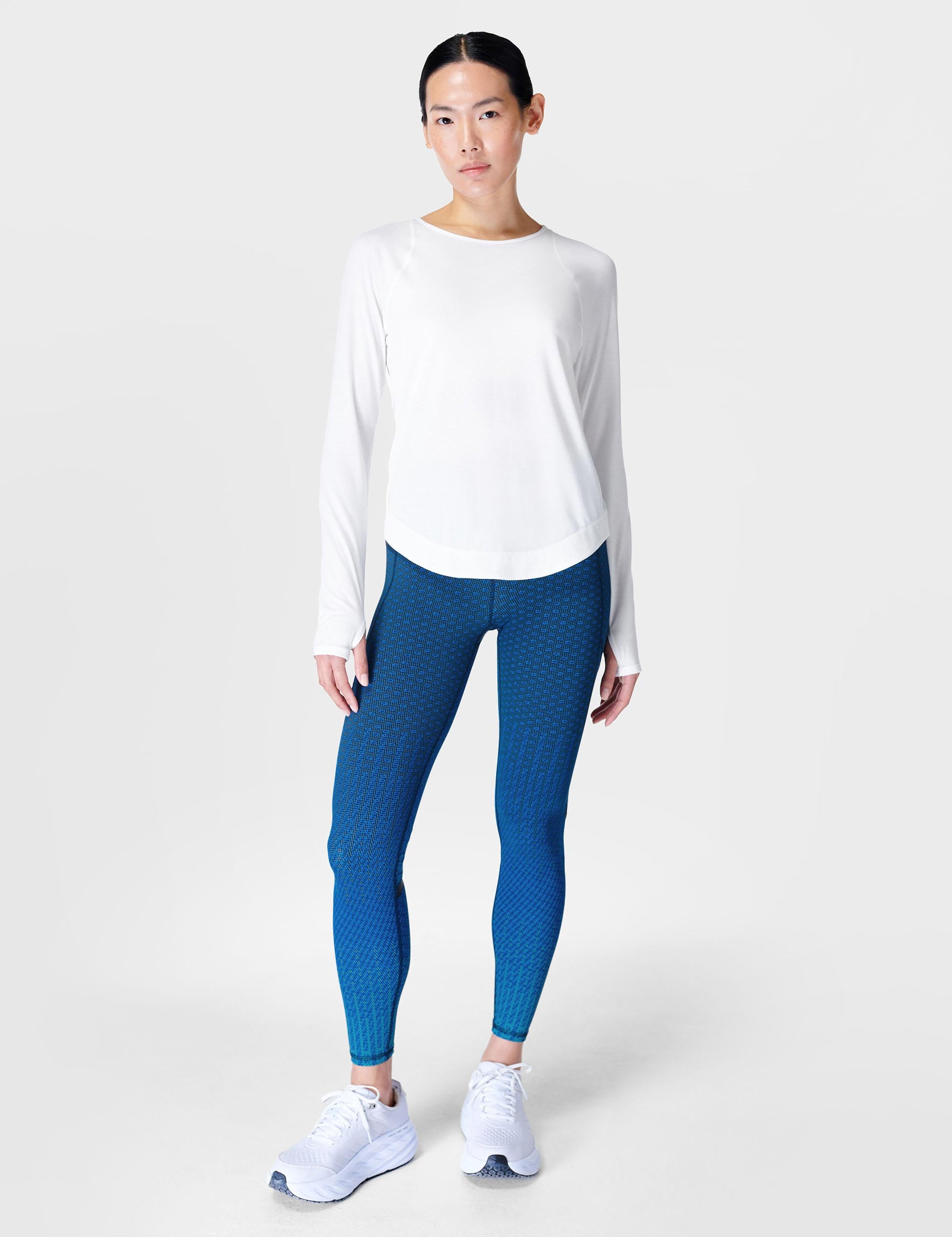 Breathe Easy Running Long Sleeve Top for Women - Moisture Wicking Athletic Shirt - White - Perfect for Jogging, Gym Workouts & Outdoor Activities