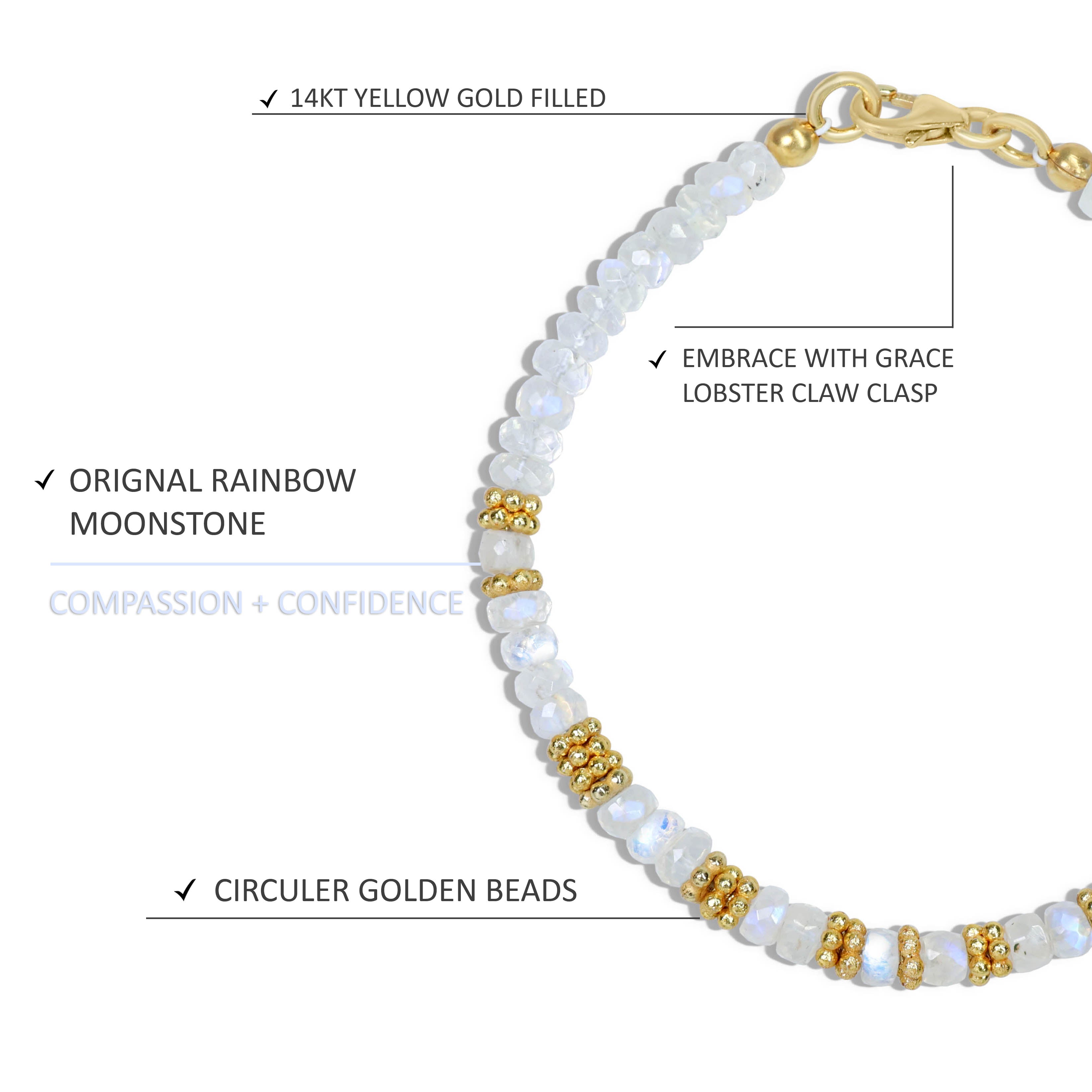 Natural Moonstone Beaded Bracelet for Women | Healing Crystal Jewelry for Meditation, Yoga & Spiritual Balance | Adjustable Elastic String