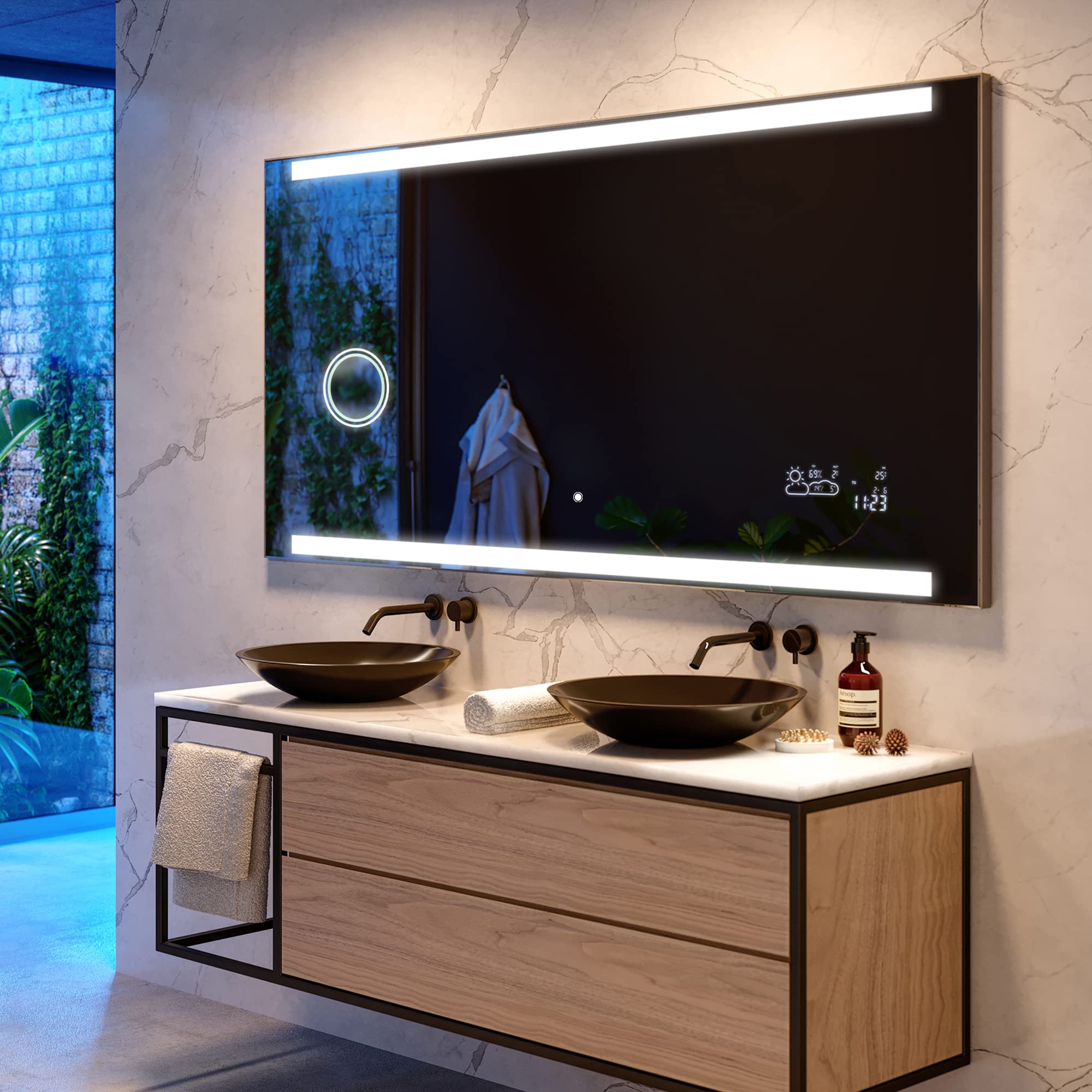 ARTFORMA 35x35 Inch LED Bathroom Mirror with Lights - Anti-Fog, Wall Mounted, Adjustable Illuminated Vanity Mirror for Makeup & Shaving | Perfect for Modern Bathrooms & Dressing Rooms