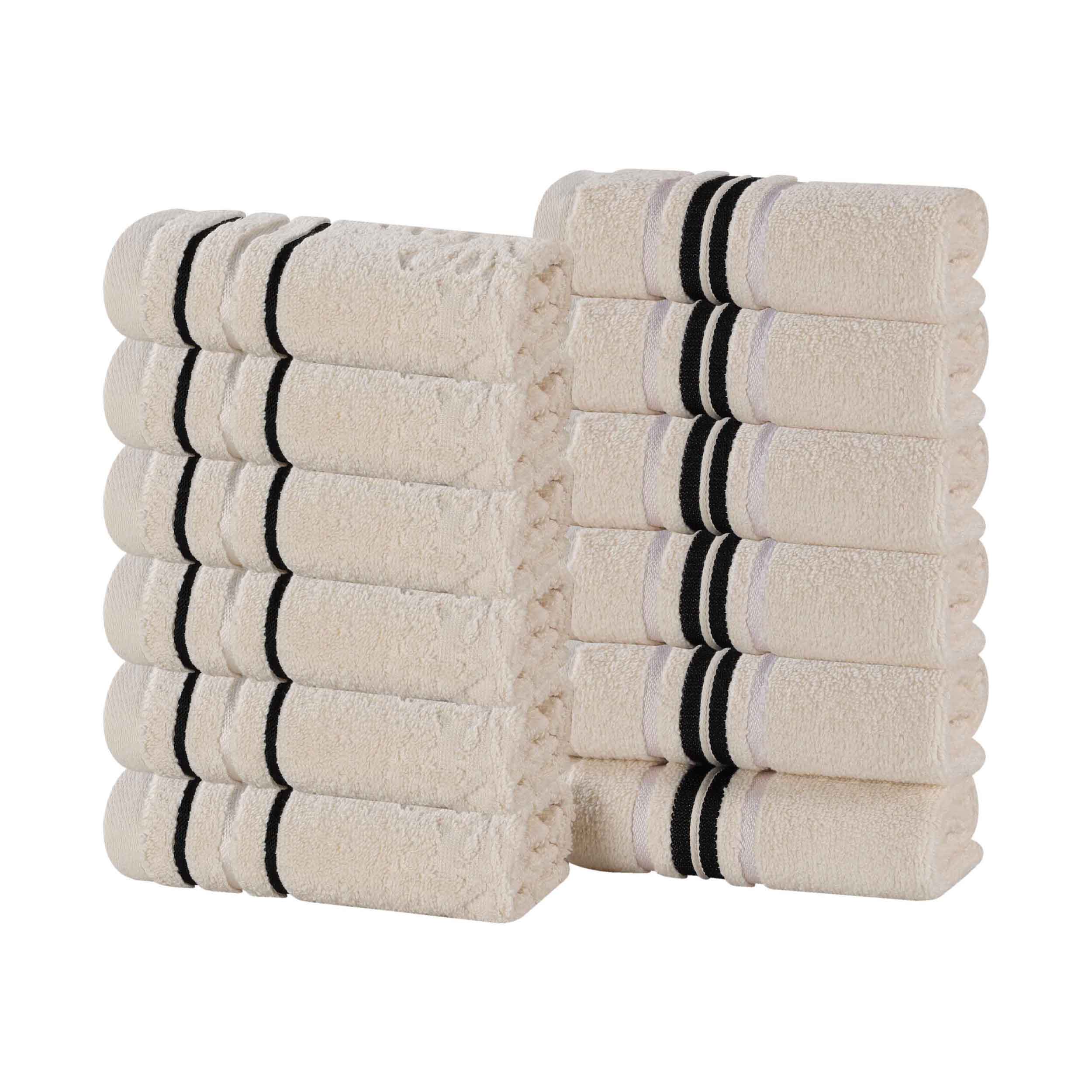 Premium 12-Pack Sadie Zero Twist Cotton Face Towels - Solid & Jacquard Floral Designs | Ultra Soft Bath & Hand Towels for Spa, Gym, Travel & Home Use