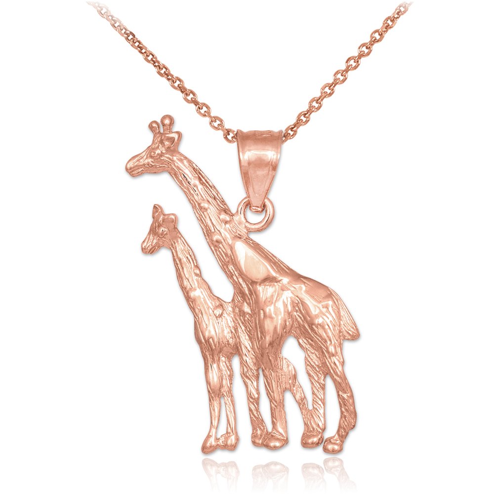 10K Rose Gold Textured Giraffe Charm Pendant Necklace for Women - Elegant Animal Jewelry Gift for Birthday, Anniversary & Everyday Wear