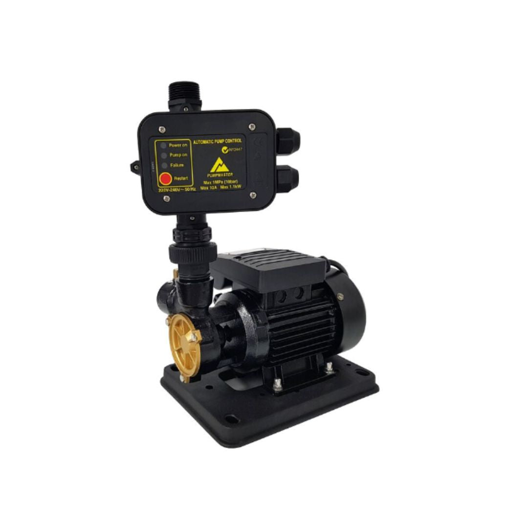 Pumpmaster TT45PC 0.37kW Electrophoretic Coated Heavy Duty Brass Impeller Pressure Pump - 40LPM/350kPa Max Flow - Ideal for Industrial Water Transfer, Irrigation Systems & High-Pressure Cleaning