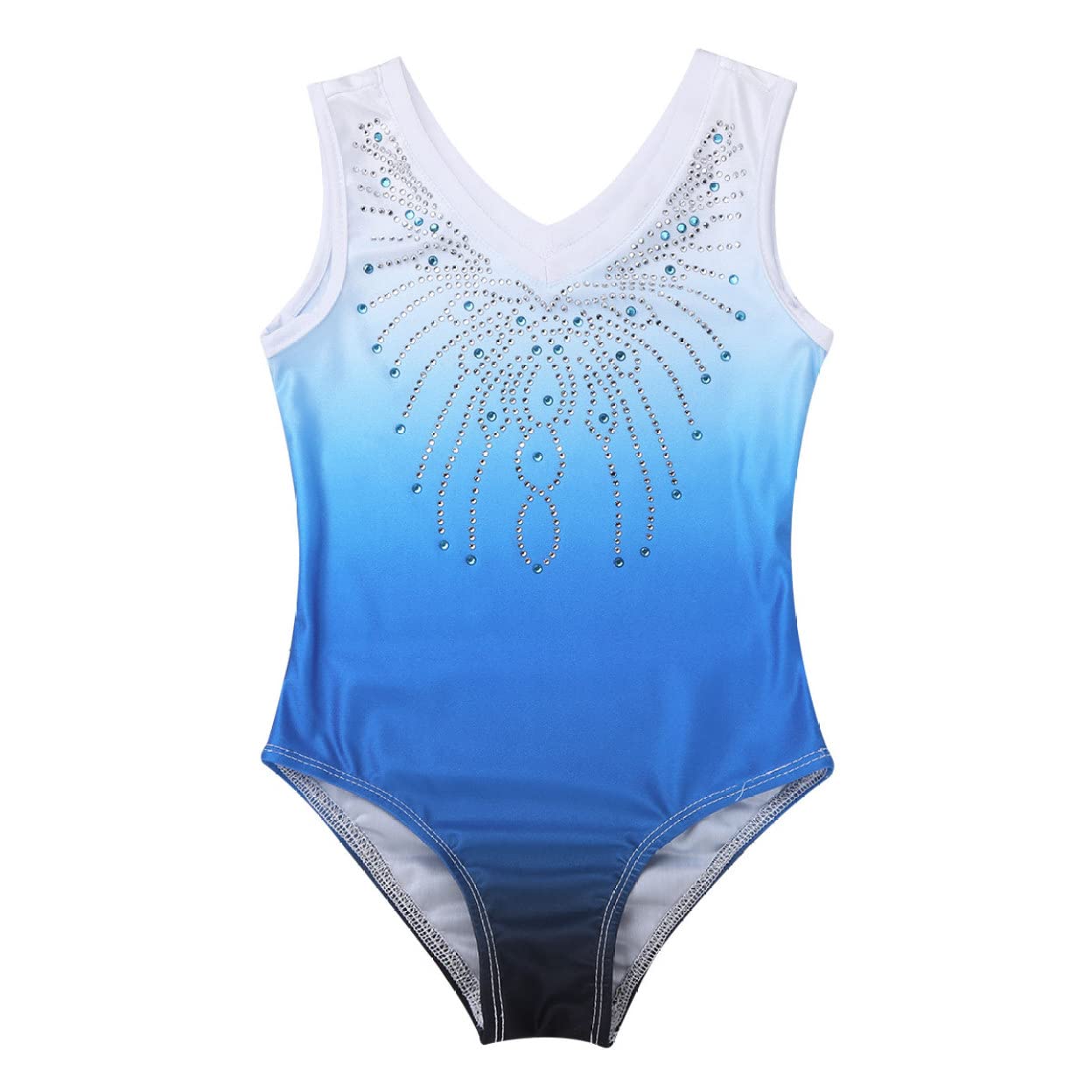 Sparkling Kids Girls Rhinestone Ballet Leotards - Elegant Rhythmic Gymnastics Dancewear for Ballerina Performances & Recitals