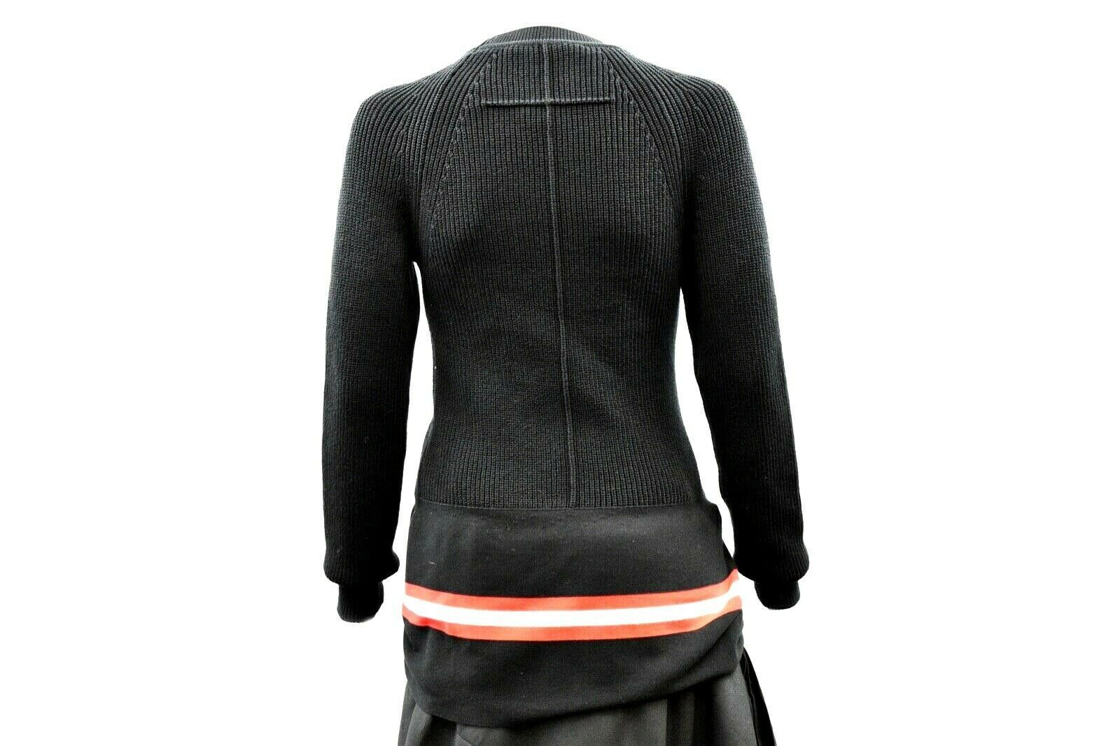 Givenchy Black Red & White Striped Tie Waist Top Sweater for Women | US Size XS | Perfect for Casual Outings, Office Wear & Date Nights
