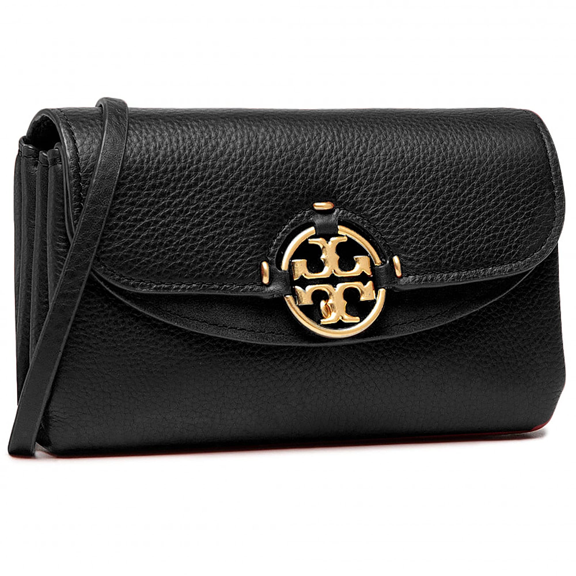 Tory Burch Women's Miller Leather Crossbody Shoulder Handbag - Small Black Purse for Everyday Use, Work & Travel