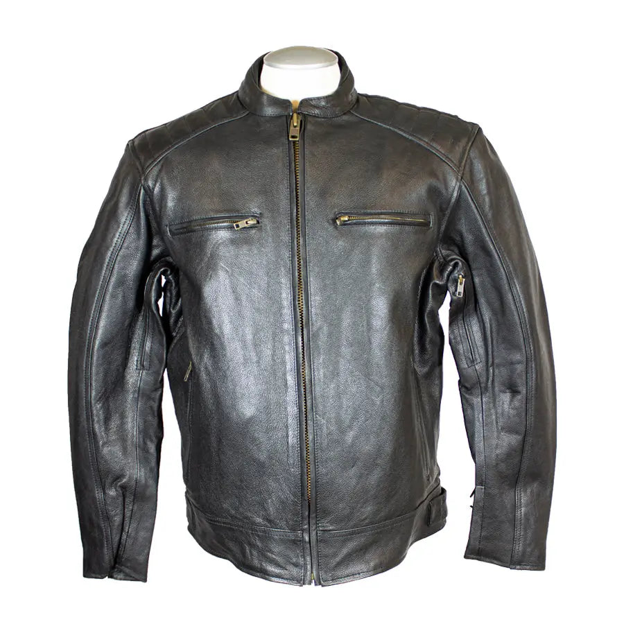 Open Road Men's Ribbed Padding Leather Motorcycle Jacket - Stylish Protective Biker Jacket for Riding & Outdoor Adventures
