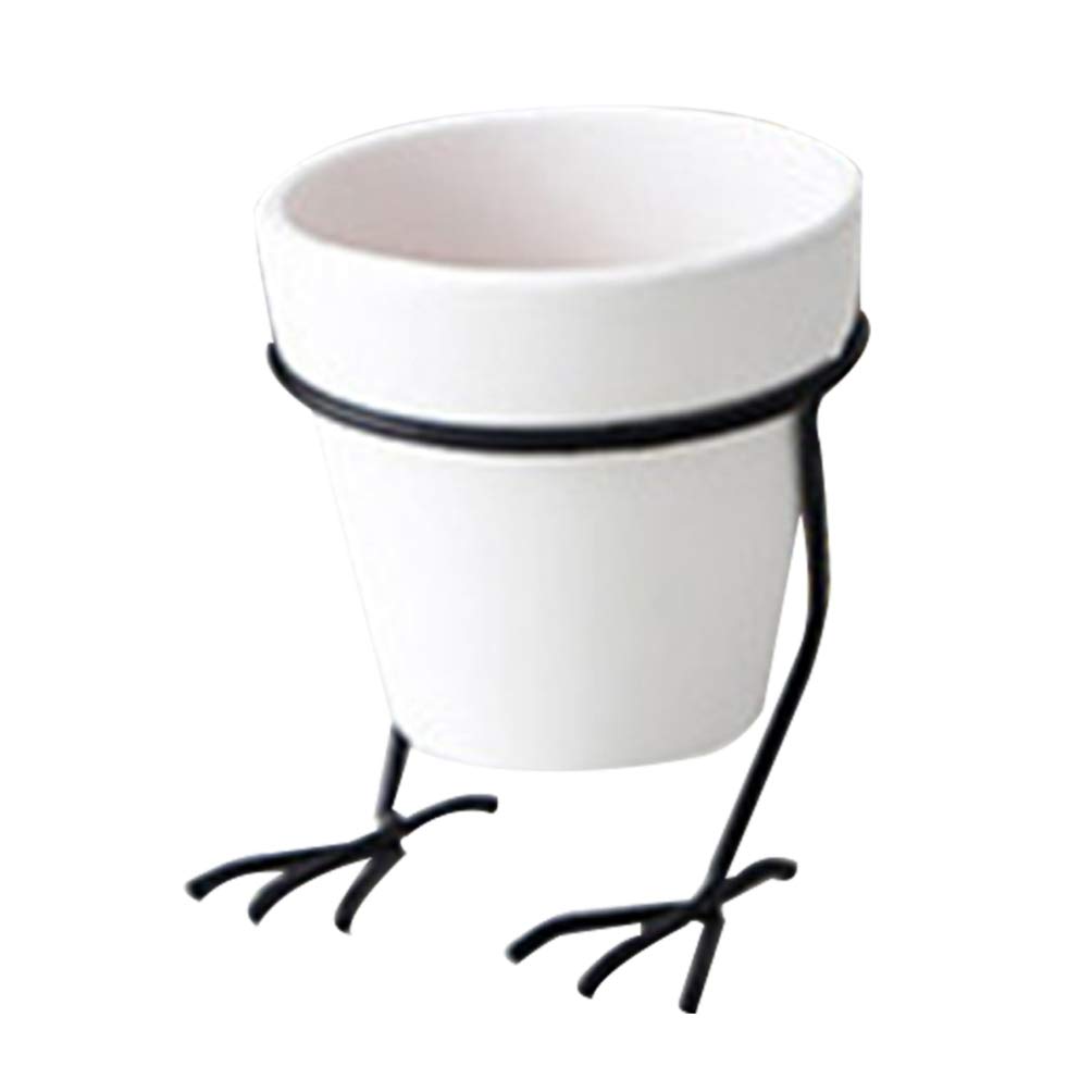 Self Watering Flower Pots with Stand - 3 Pack White Iron Planter for Indoor Plants, Cactus, Succulents, Herbs - Modern Desktop Decor for Home, Office, Living Room, Balcony & Garden Decorations