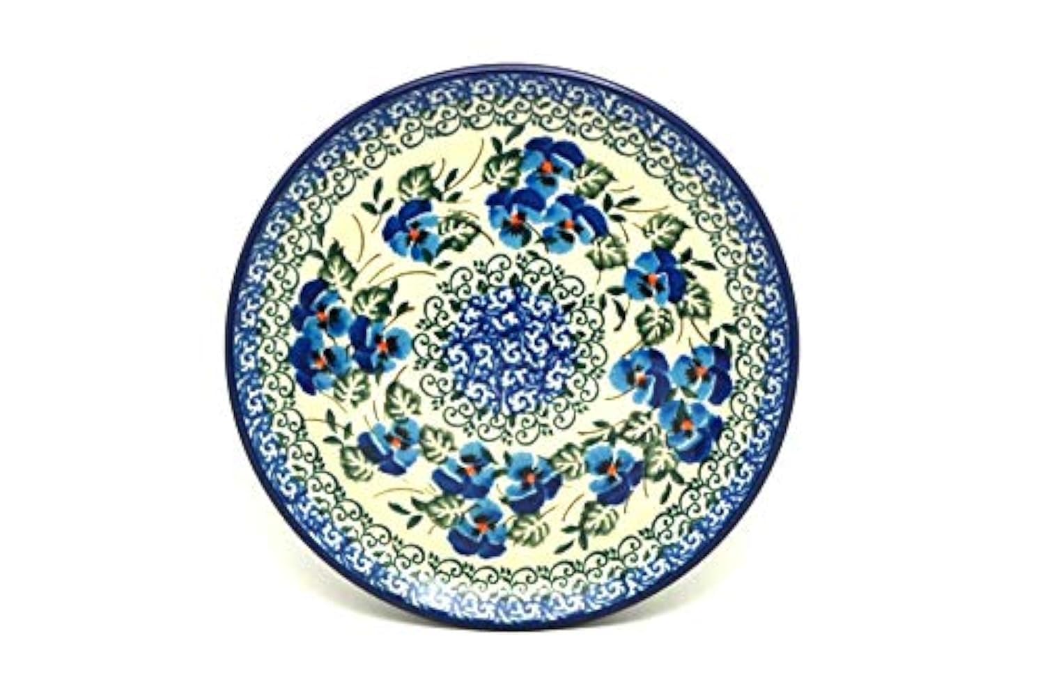 Handmade Polish Pottery Bread & Butter Plate (6.25 Inch) - Winter Viola Floral Design - Perfect for Breakfast, Dinner & Holiday Table Setting