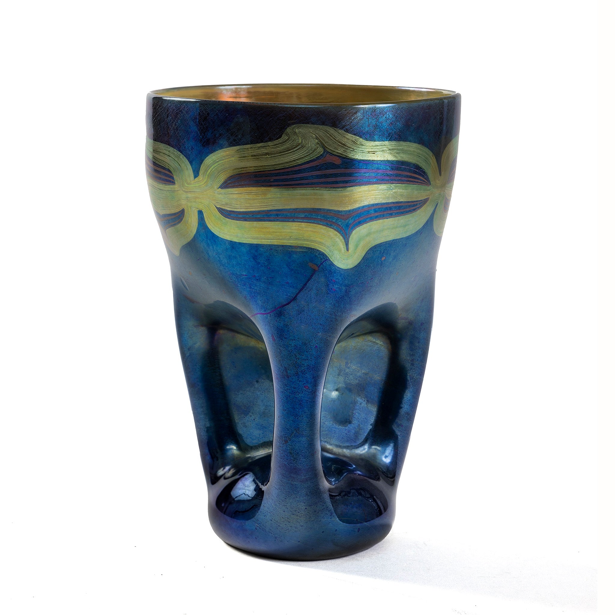 Tiffany Studios New York Favrile Pinched Glass Vase - Handcrafted Art Nouveau Decor for Home & Office - Perfect for Floral Arrangements & Luxury Gift Giving