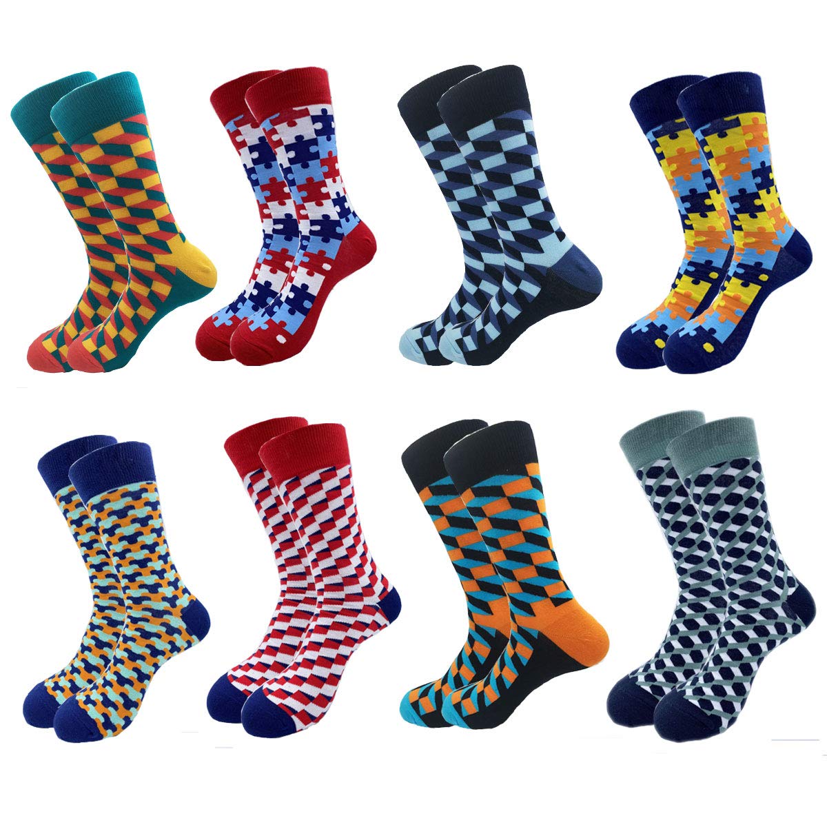 Men's Colorful Novelty Cotton Crew Socks Pack - Funky Art Dress Socks for Casual Wear & Gifts | Perfect for Office, Parties & Everyday Fashion
