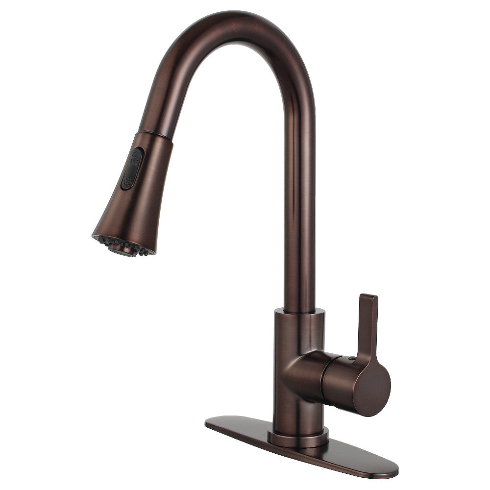 Gourmetier LS8723CTL Single Handle Pull Down Kitchen Faucet - High Arc Brushed Nickel Modern Design for Sink, Dishwashing & Food Prep - Perfect for Home, Restaurant & Commercial Use