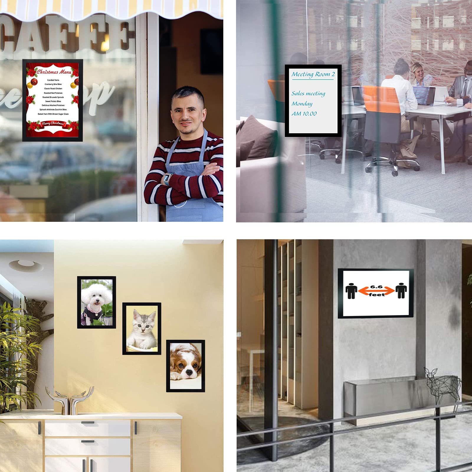 8.5 x 11 Magnetic Sign Holder with Clear PVC Cover - Wall Mount Self Adhesive Picture Frame for Documents, Posters & Papers (6 Pack) - Perfect for Offices, Retail Displays & Home Decor