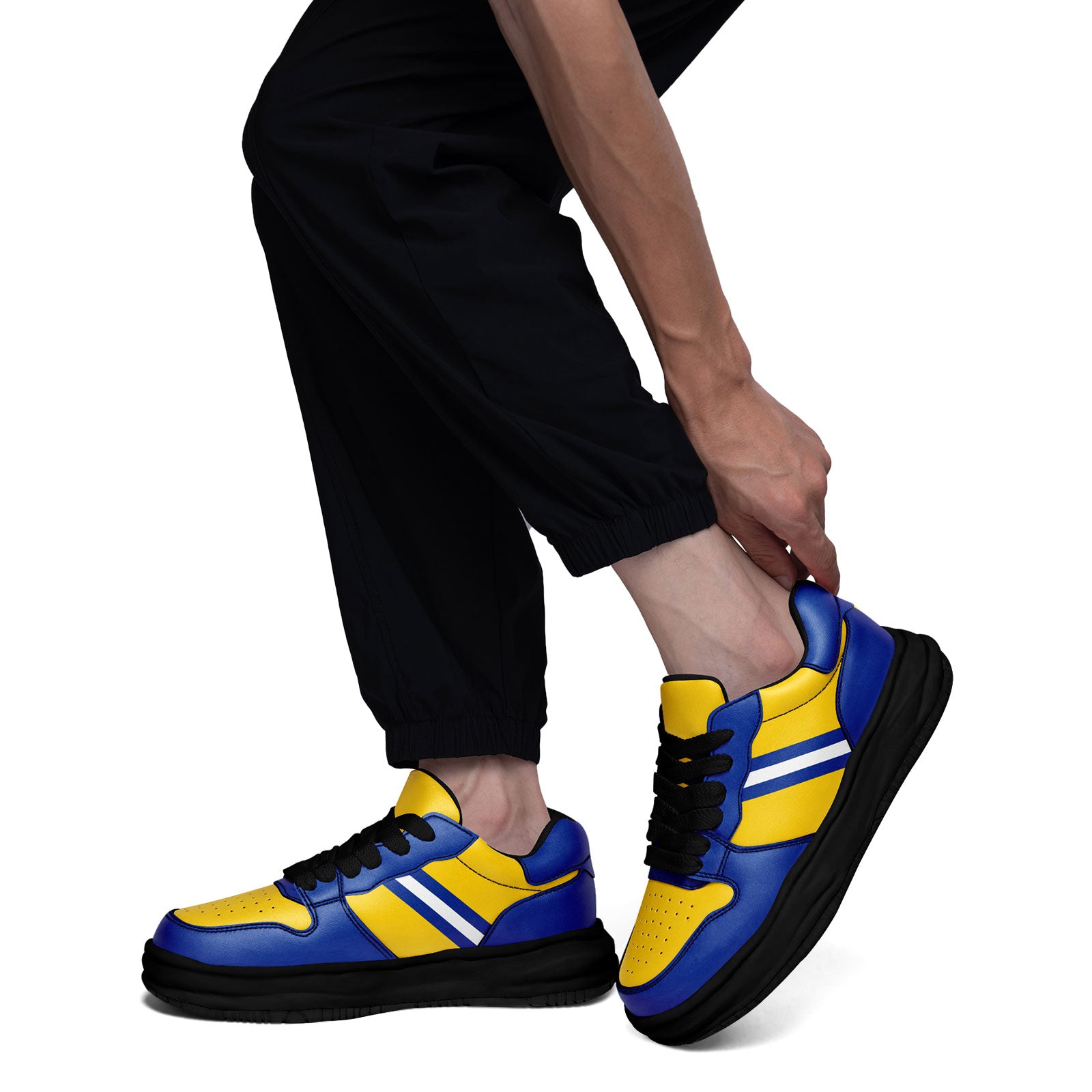Custom Blue & Yellow Los Angeles Themed Personalized Sneakers - Unisex Casual Shoes for Walking & Running (FN032 D020389) - Perfect for Streetwear Fashion & Urban Lifestyle