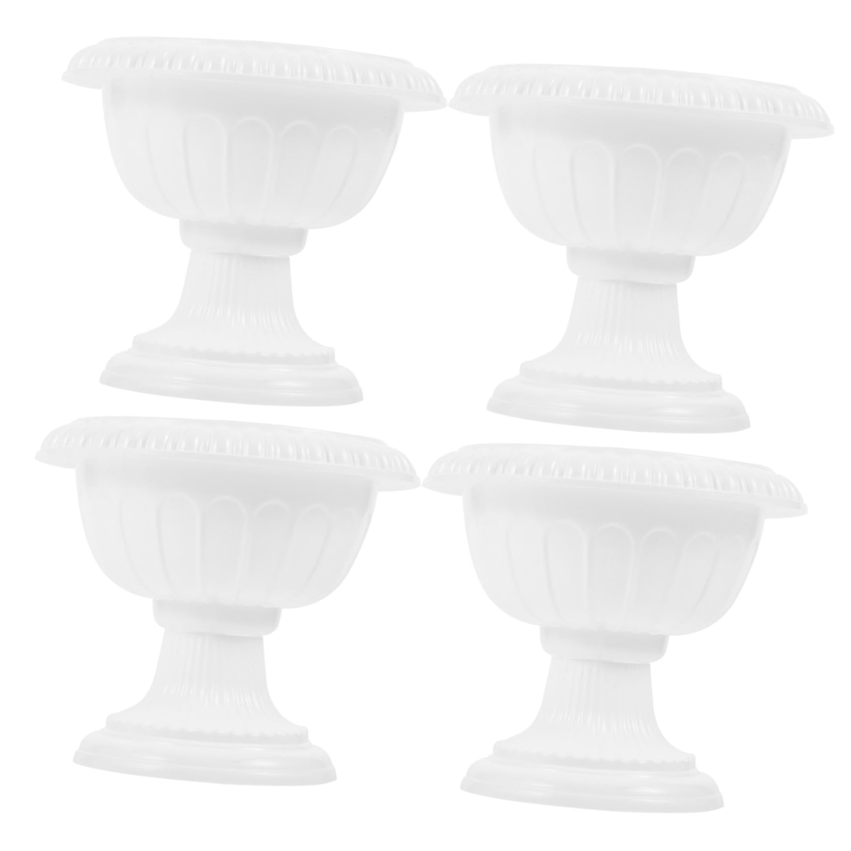 4pcs Roman Style Flower Vase Set - White Plastic Garden Urn Planters for Front Porch, Table Centerpiece & Outdoor Decor | Wedding, Patio & Home Decoration