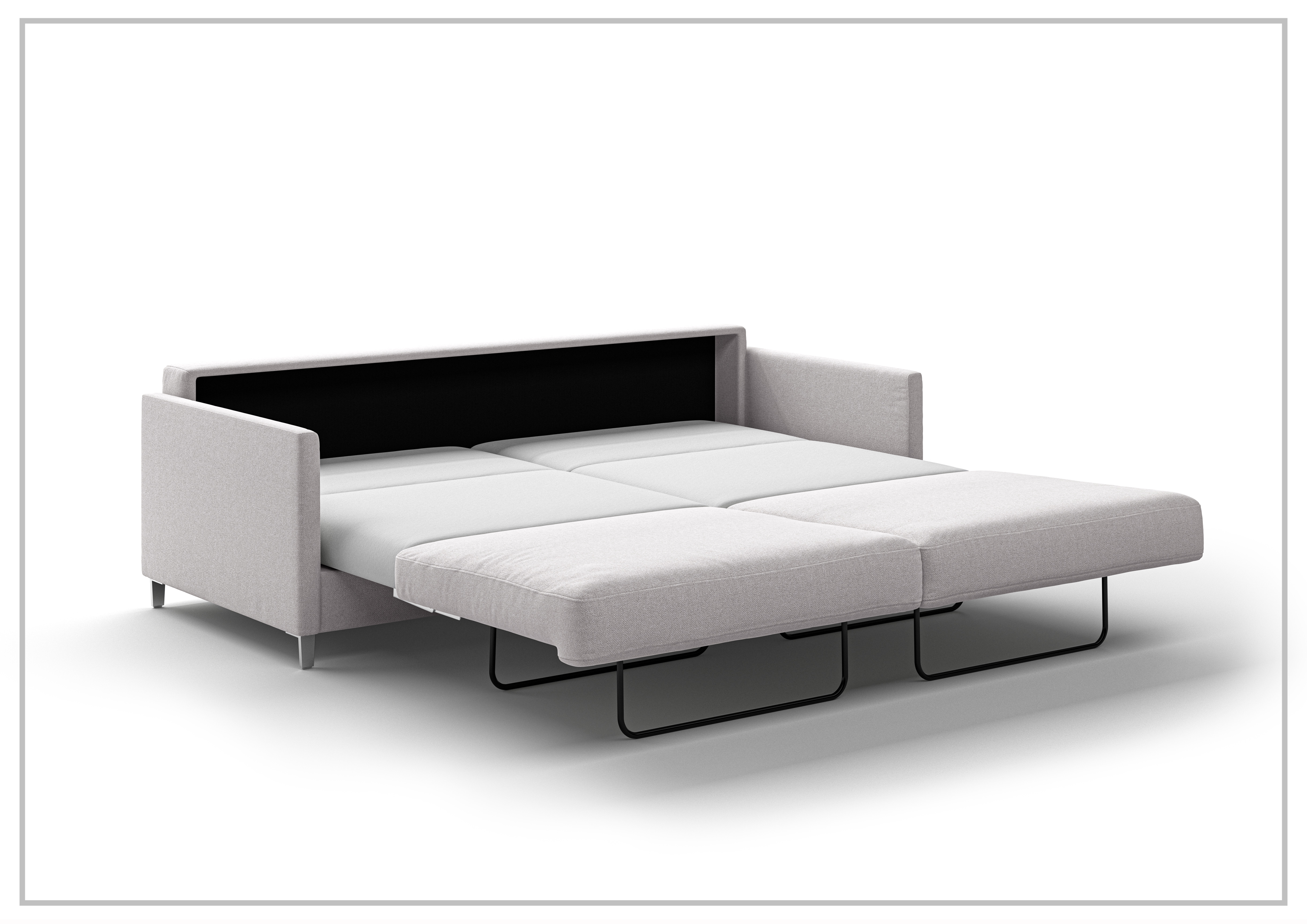 Luonto Elfin Fabric King Sleeper Sofa with Chrome or Wood Legs - Convertible Sofa Bed for Small Spaces, Guest Room & Apartment Living
