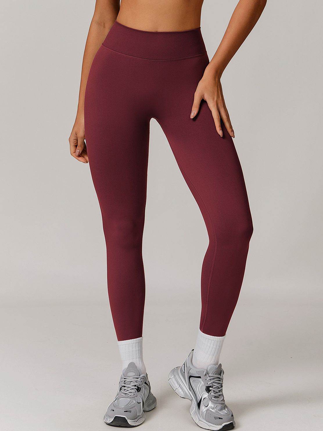 ZASUWA Women's Seamless Solid Color High Waist Yoga Leggings - Elastic Tummy Control Workout Pants for Running, Gym & Lounge Wear