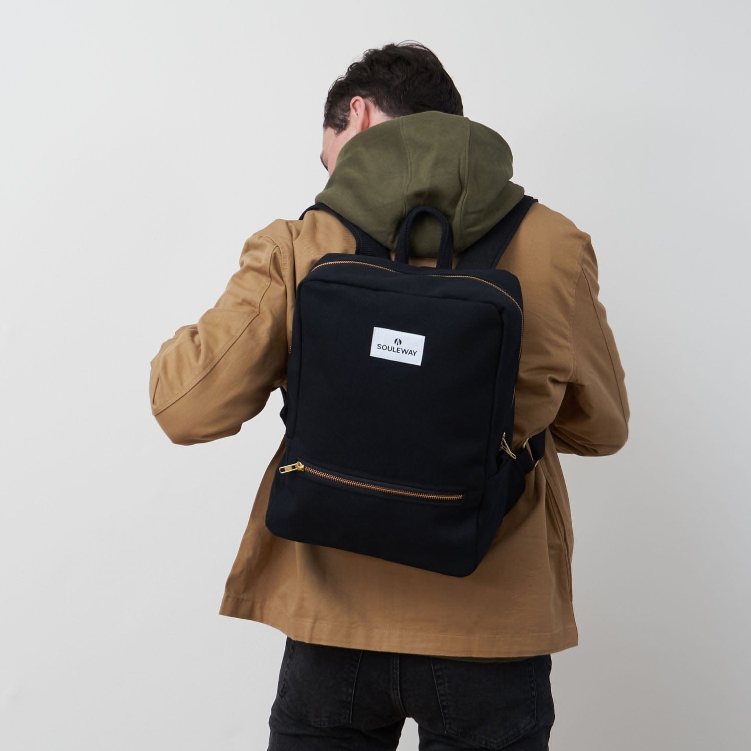Natural Cotton Canvas Daypack - Night Black | Lightweight Durable Backpack for Travel, Hiking & School | Eco-Friendly & Comfortable