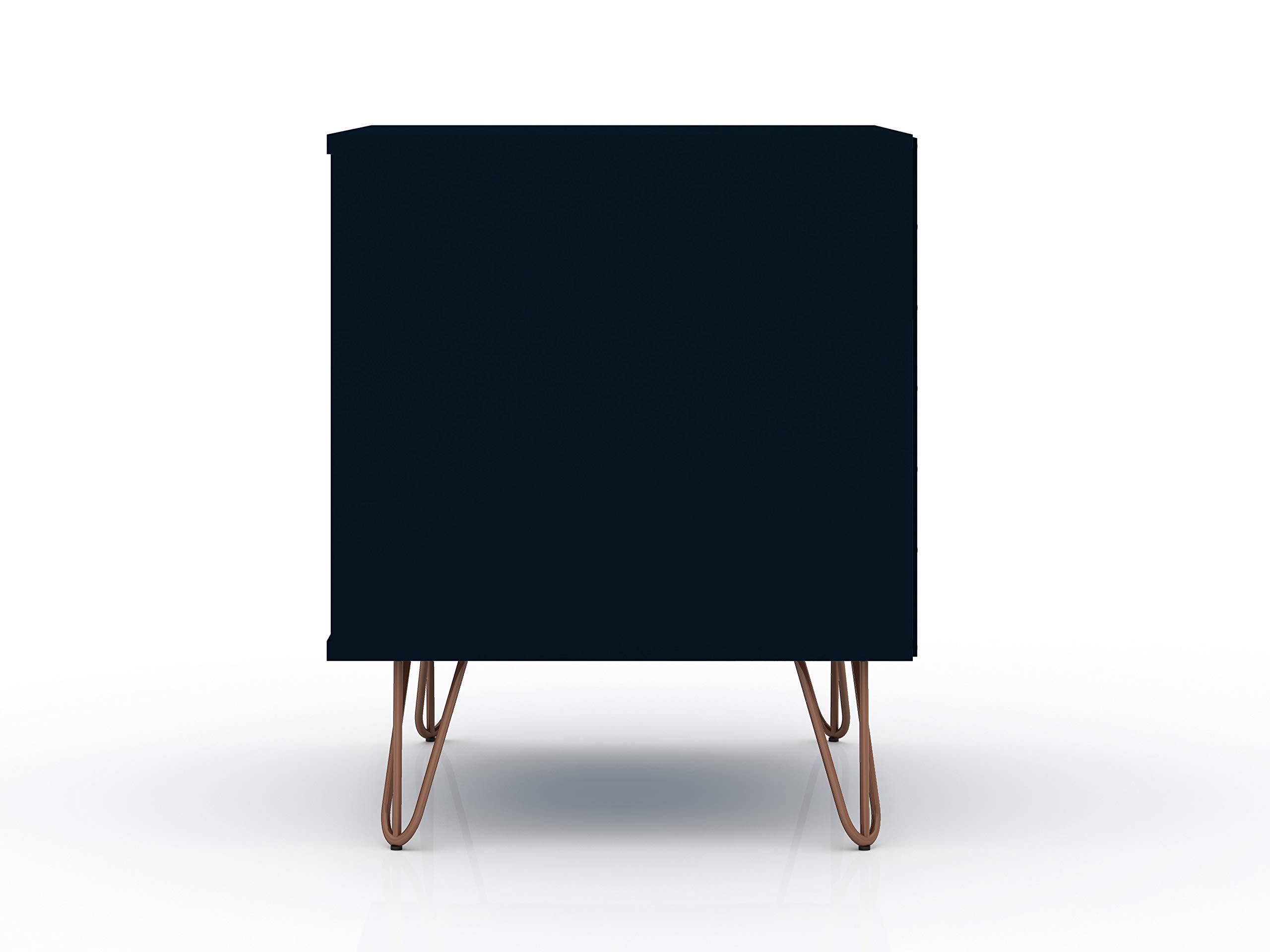 Mid Century Modern Nightstand with Drawer & Cubby - Minimalist Bedside Table for Bedroom & Living Room - Storage Organizer Display Shelf - Midnight Blue - Perfect for Small Spaces & Apartment Decor