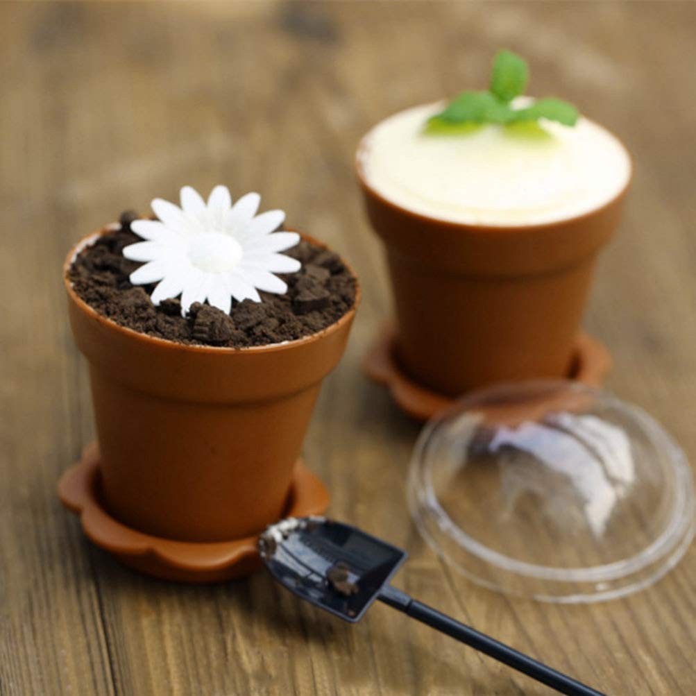 DOITOOL 30pcs Reusable Silicone Dessert Cups with Shovel Spoons - Eco-Friendly Mini Flower Pot Shaped Mousse Cups, Portion Containers for Ice Cream, Cake, Cupcakes & Baking | Perfect for Parties, Catering & Home Dessert Display