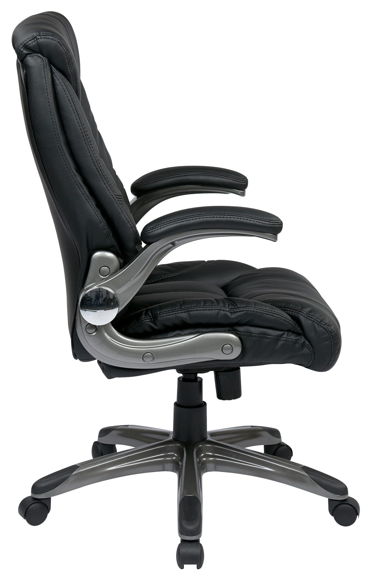 Ergonomic Black Faux Leather Mid-Back Office Chair - Adjustable Height & Swivel for Home & Business Workspaces - Work Smart™ Manager's Task Chair [FLH24987 U6] - Perfect for Desk Work, Conference Rooms & Home Offices