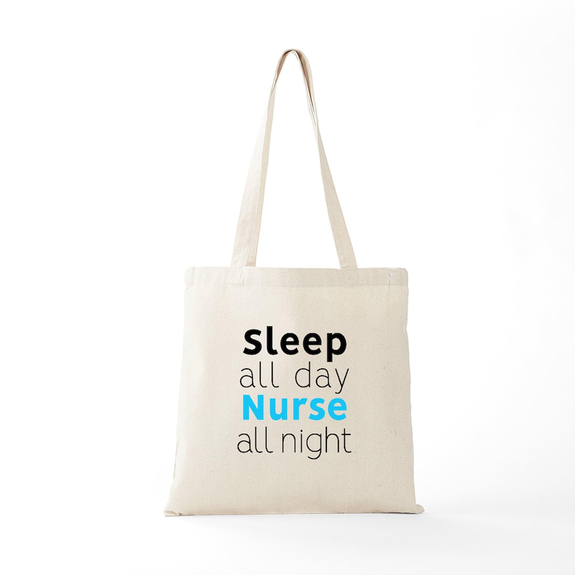 Sleep All Day Nurse All Night Tote Bag - Natural Canvas Reusable Shopping Bag for Nurses, Medical Professionals & Healthcare Workers - Perfect for Work, Groceries & Everyday Use