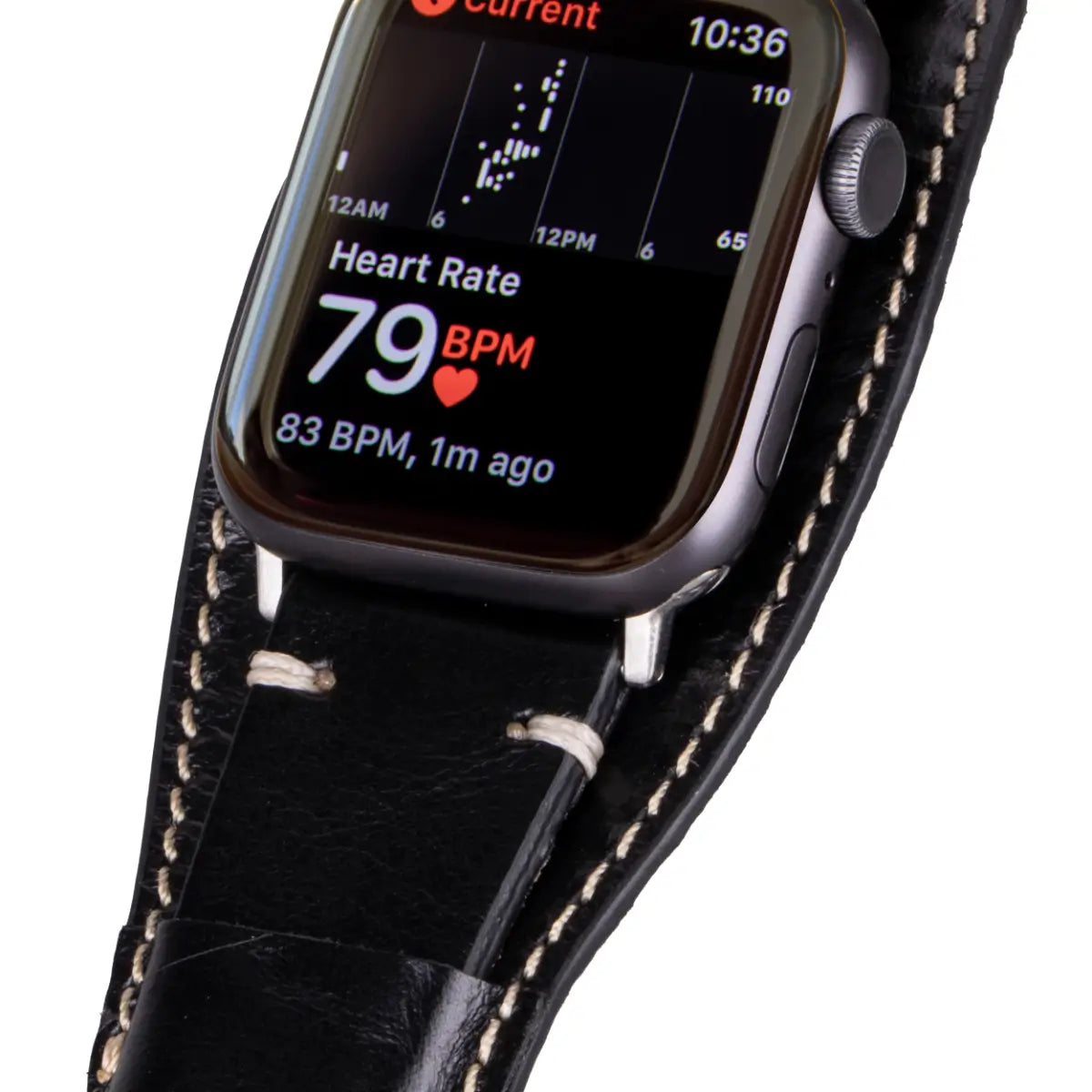 Premium Black Leather Cuff Strap for Apple Watch - Pulsar Design - Compatible with All Apple Watch Series (38mm/40mm/41mm & 42mm/44mm/45mm/49mm) - Perfect for Business, Casual & Formal Occasions