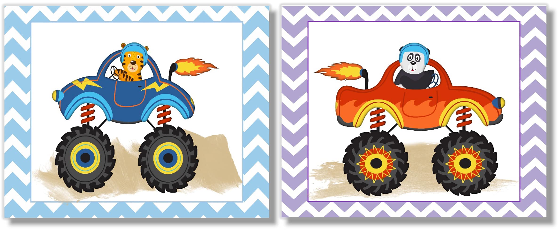 Monster Trucks Wall Art Prints for Boys Room Decor - Set of 6 Unframed 8x10 Posters - Perfect for Kids Bedroom, Playroom & Nursery Wall Decoration