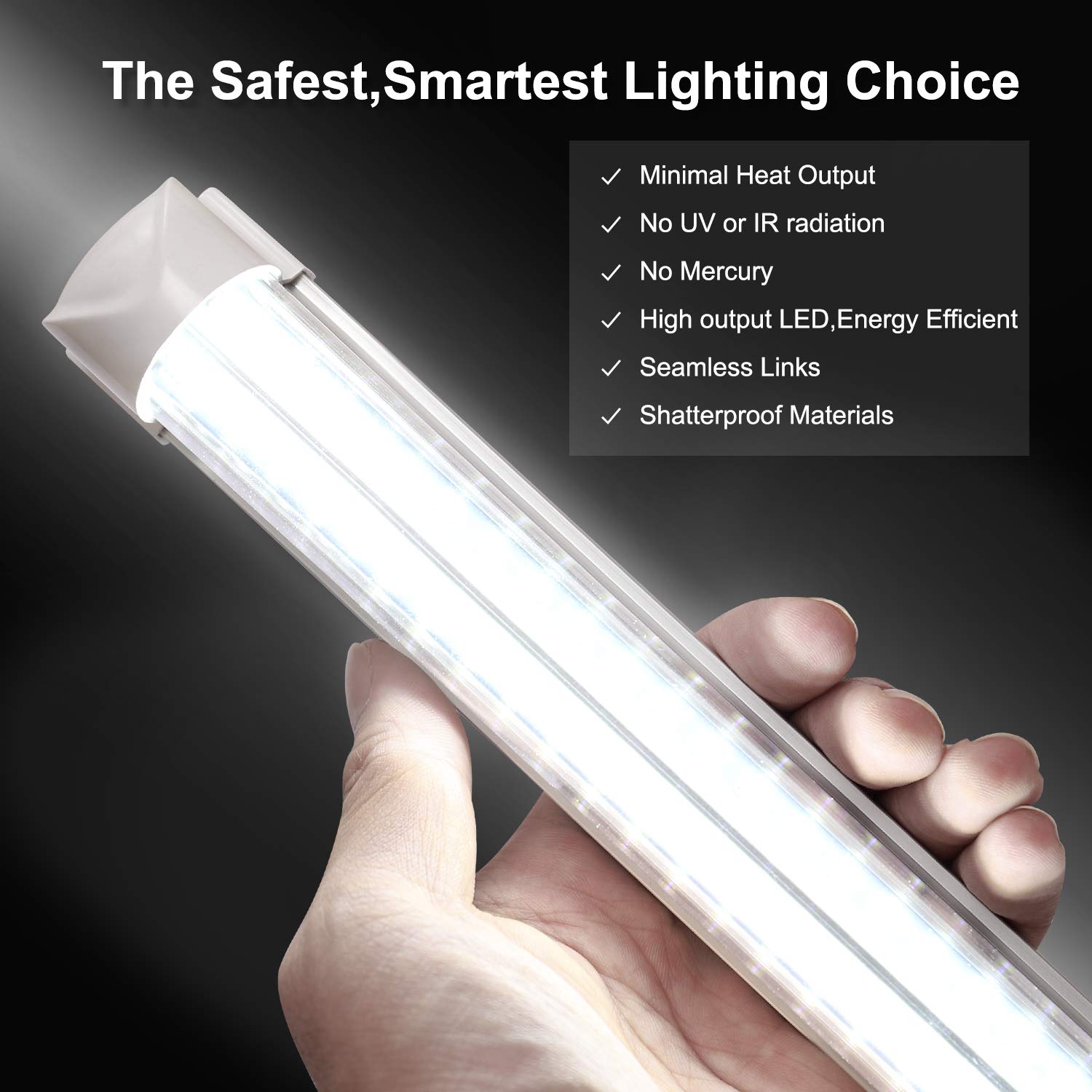 8ft V Shape LED Tube Light - 72W 7200LM Linkable Shop Light with SMD2835 Chips, 6000K Cool White, AC85-277V (25 Pack) - Perfect for Warehouses, Garages, and Commercial Refrigerator Lighting