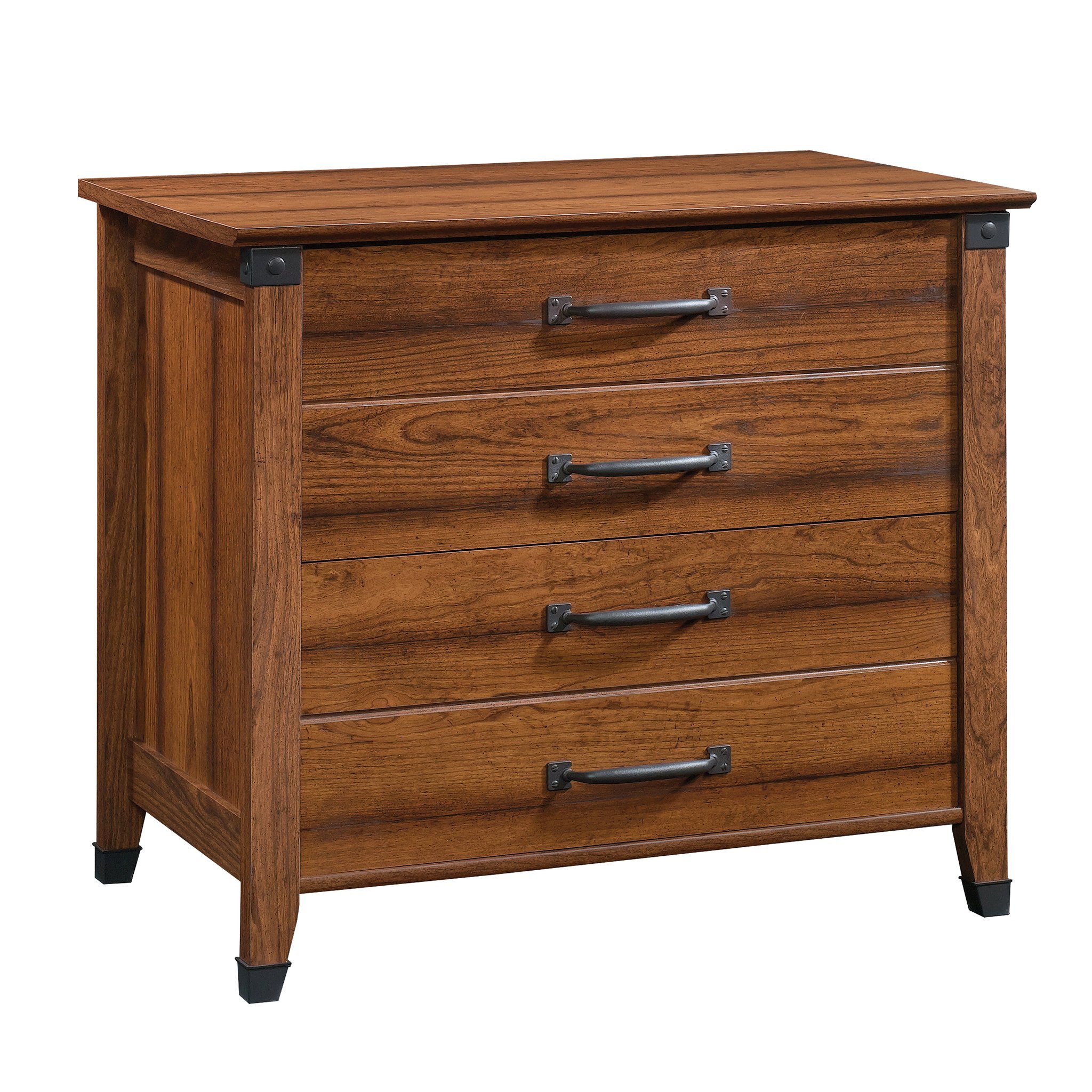 Sauder Carson Forge 2-Drawer Lateral File Cabinet - Rustic Vintage Style Wooden Filing Cabinet in Washington Cherry Finish - Perfect for Home Office, Study Room & Professional Workspaces