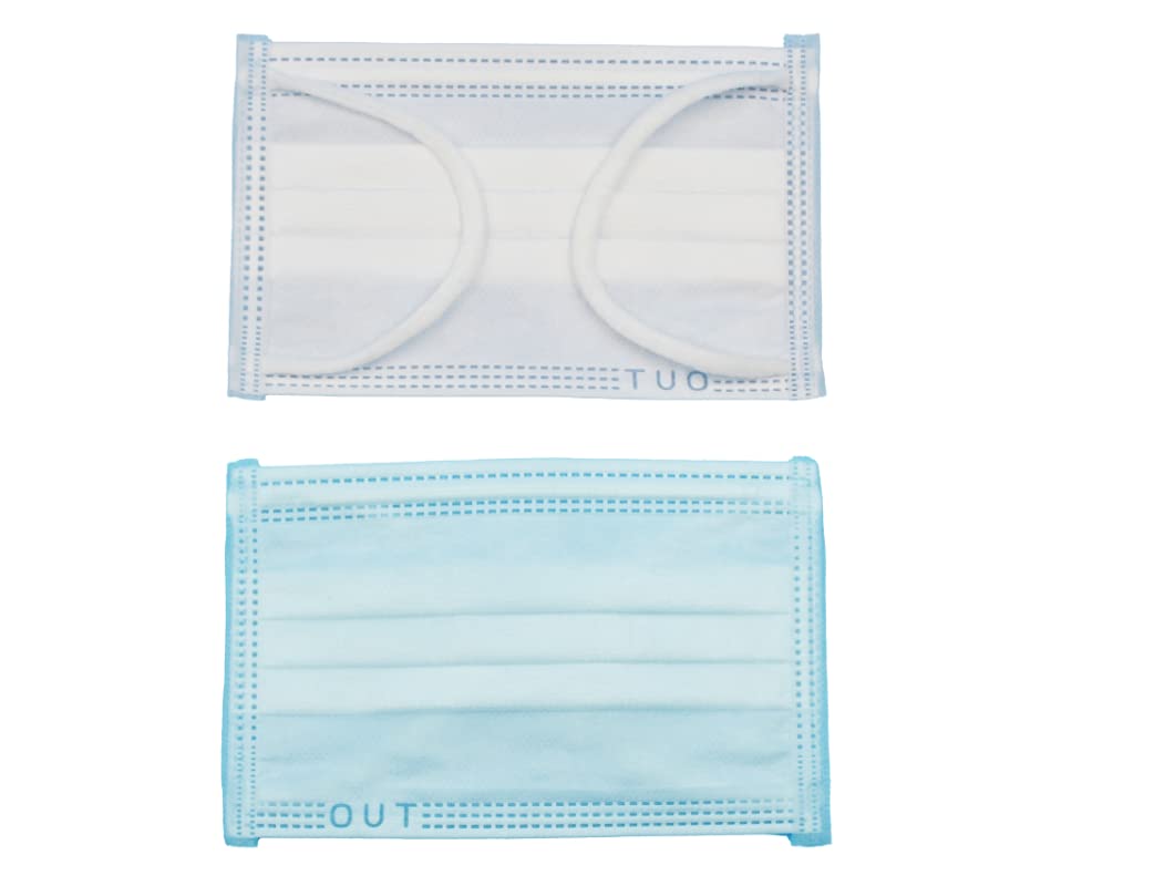 SKYPRO 50PCS ASTM Level 1 Medical Grade 3-Ply Disposable Face Masks for Kids - Blue/White, Breathable & Comfortable Protective PPE - Perfect for School, Travel, and Daily Protection