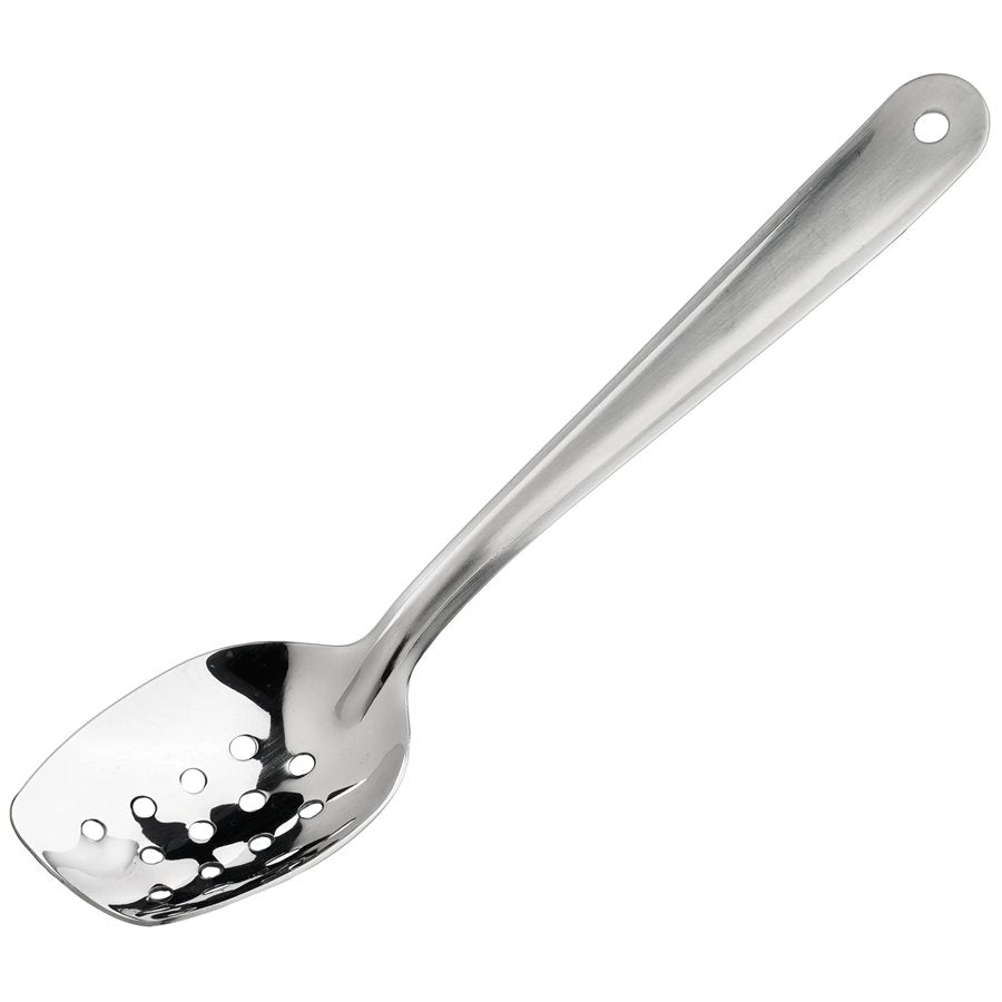 Winco SPS P10 10-Inch Perforated Slanted Plating Spoon - Professional Kitchen Tool for Fine Dining & Gourmet Food Presentation