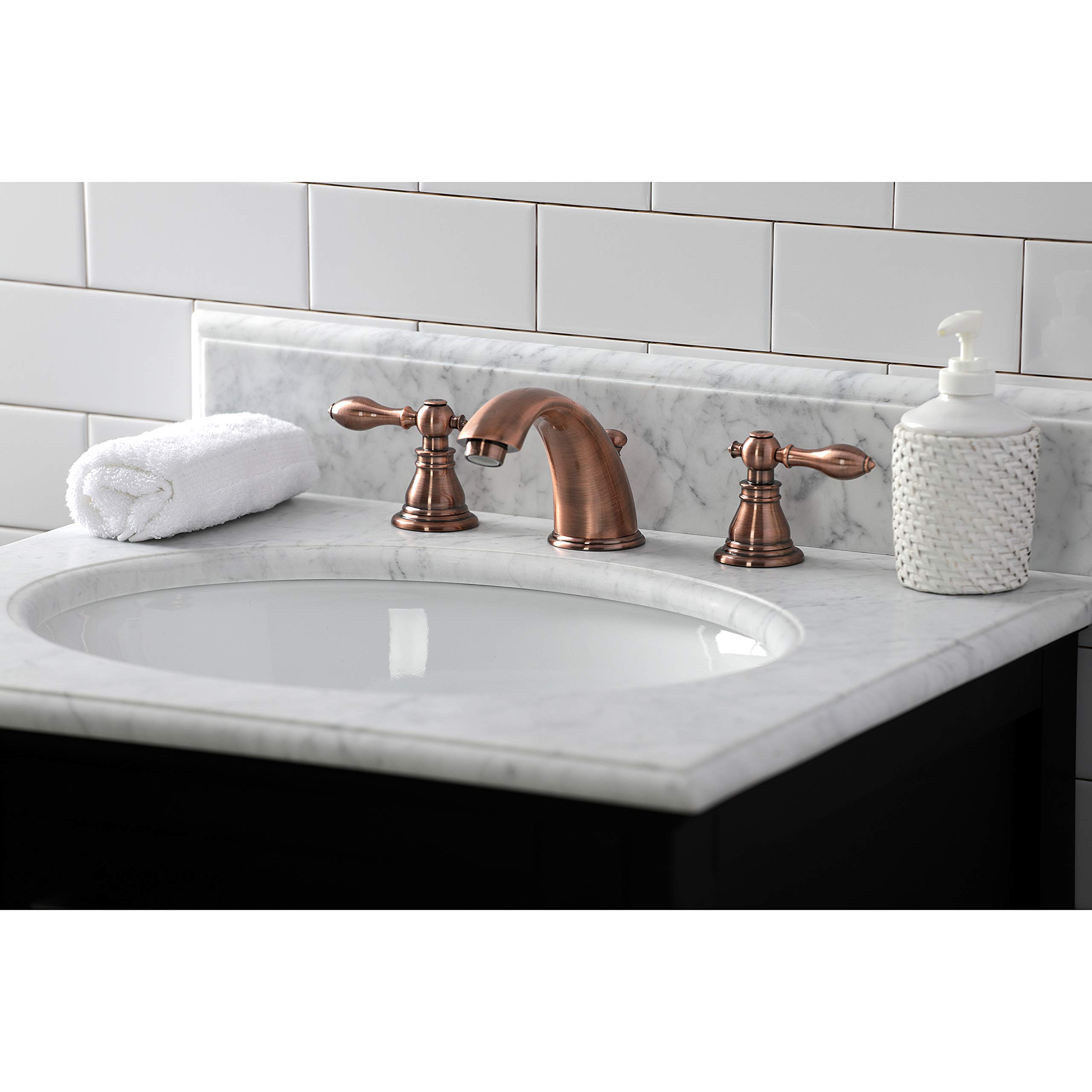 Kingston Brass KB966ACL American Classic Widespread Bathroom Faucet - Antique Copper Finish, 13.63 x 5.75 x 4.06 Inches - Perfect for Vintage Style Bathroom Vanities and Sinks
