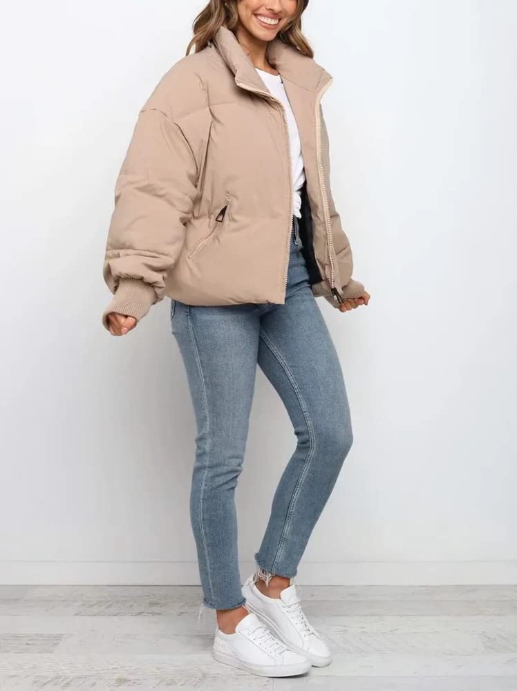 Gihuo Women’s Winter Cropped Puffer Jacket - Short Warm Quilted Coat for Cold Weather | Perfect for Casual Outfits, Travel & Outdoor Activities
